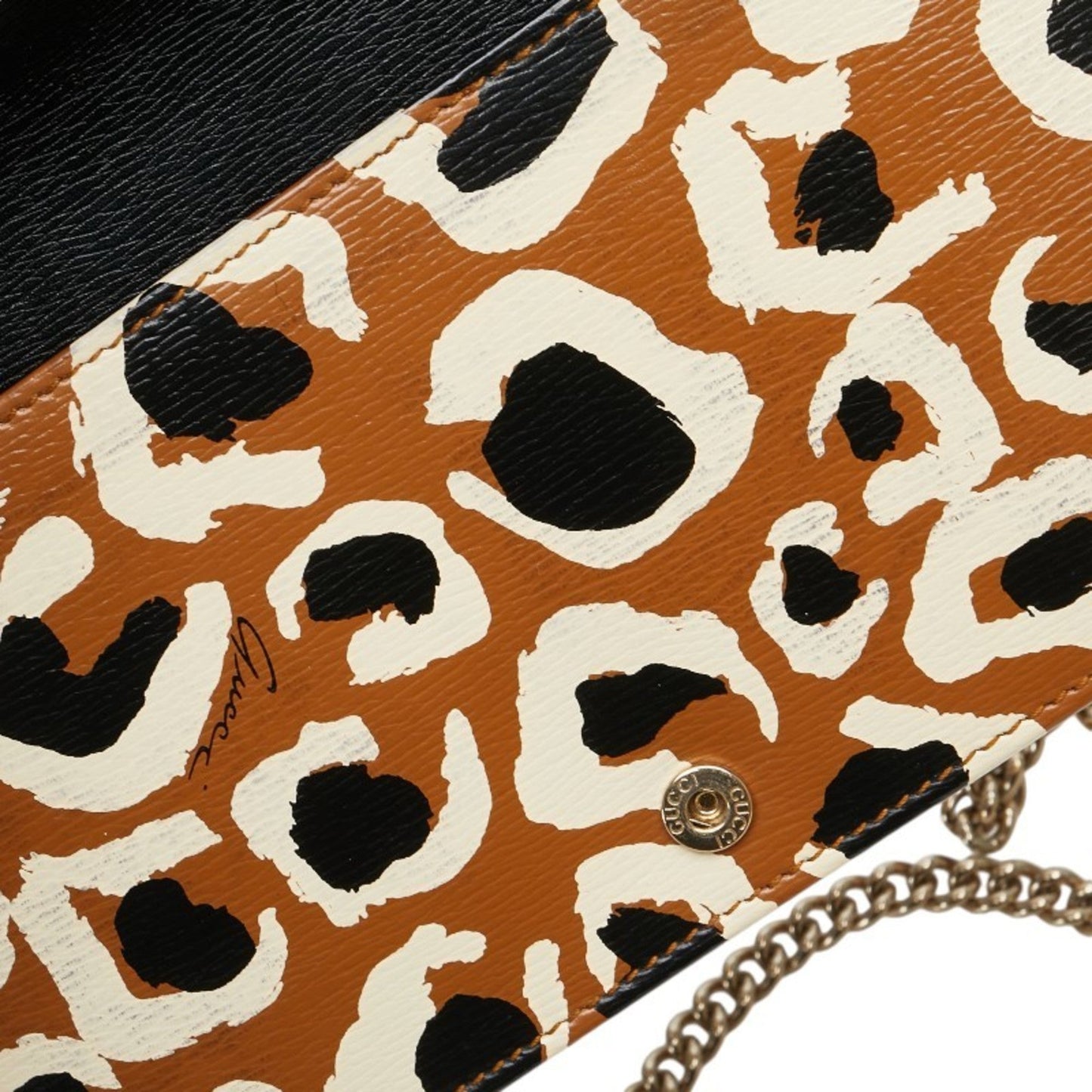 Gucci Beige Black Leather Shoulder Bag
