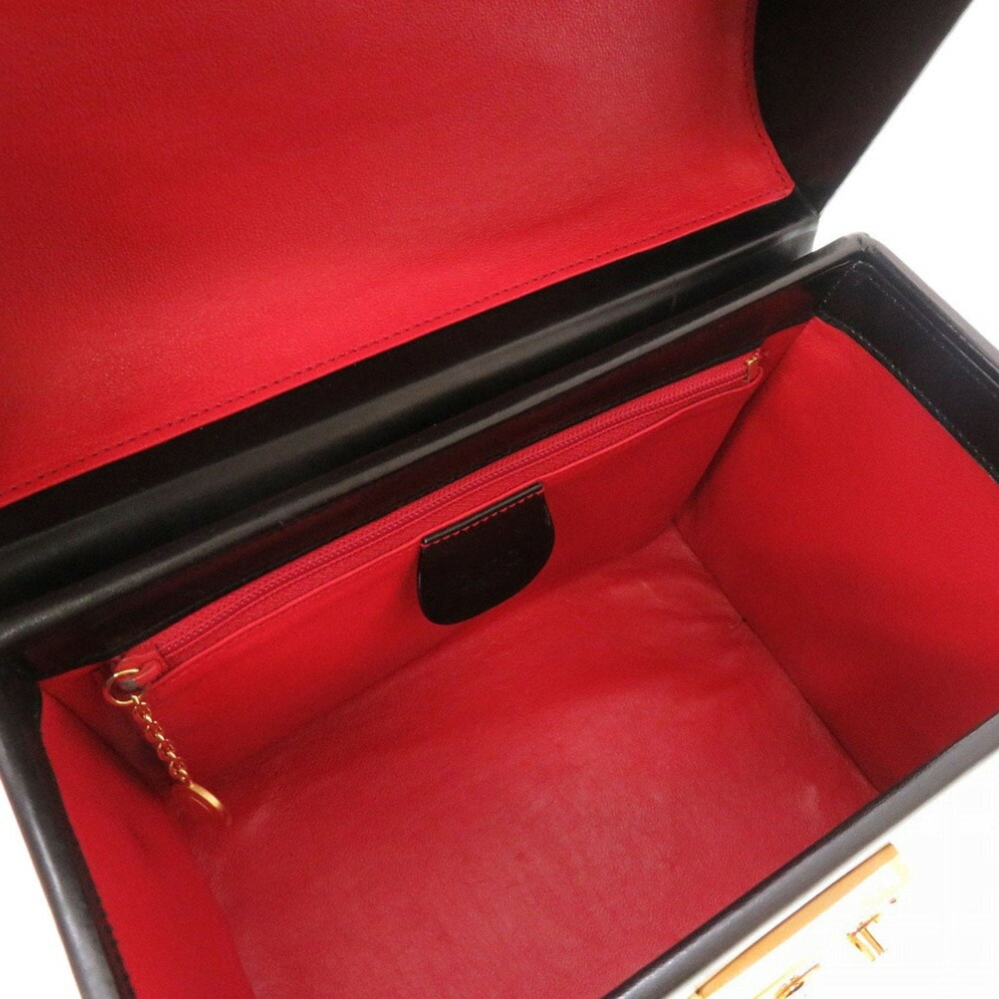 Gucci Black Leather Handbag Vanity Bag