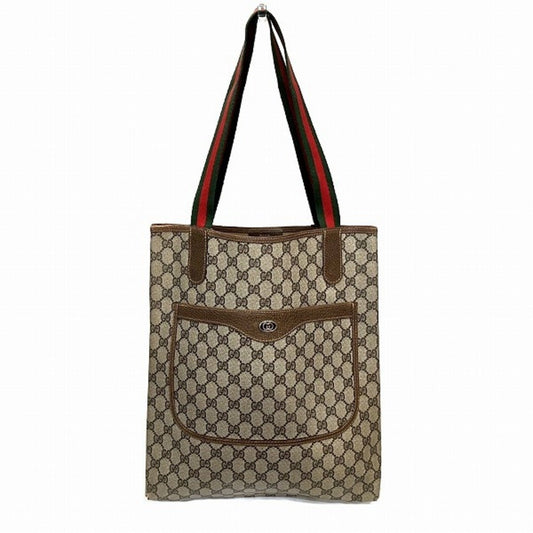 Gucci Sherry Line Brown Pvc Leather Tote Bag ()
