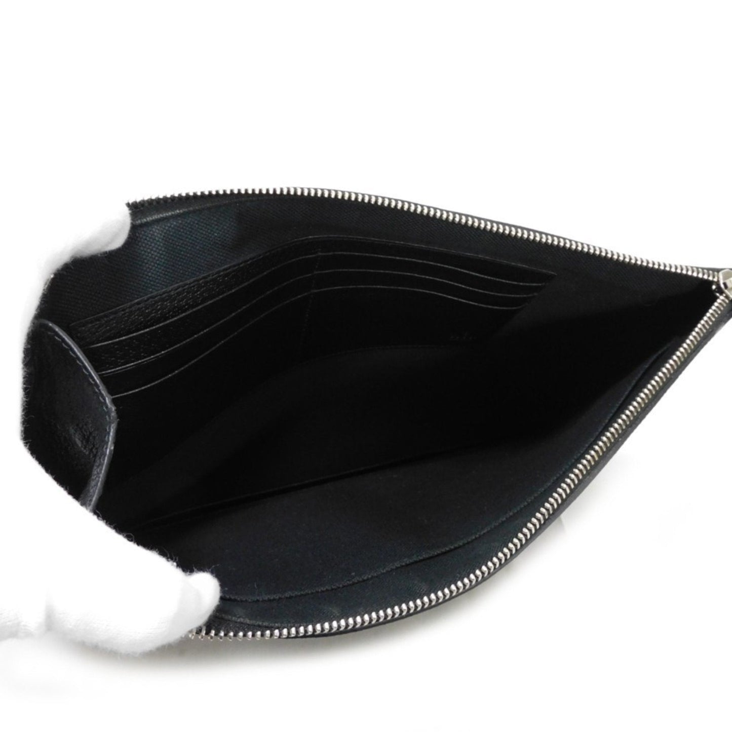 Gucci Black Multi-Color Canvas Leather Clutch Bag Pouch