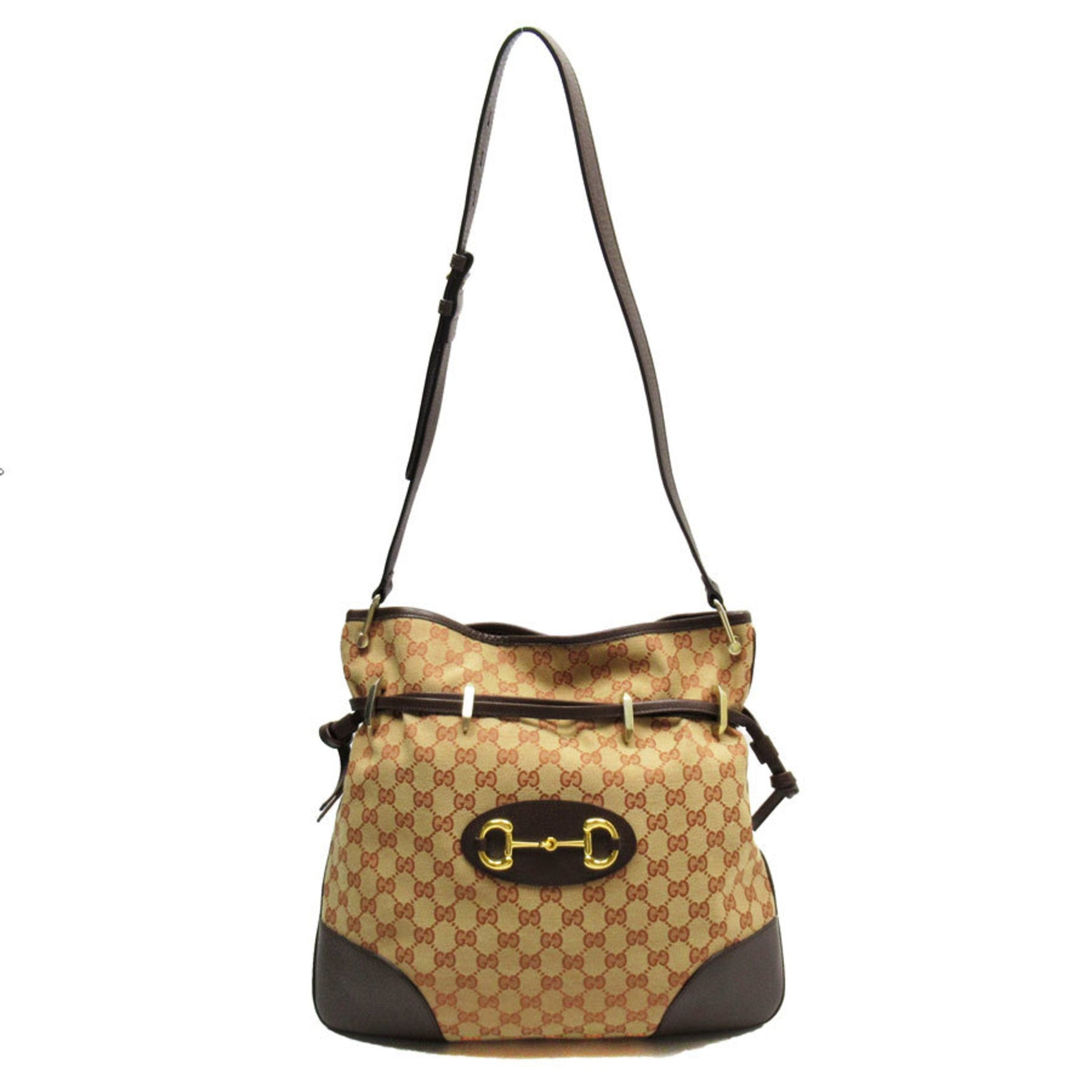 Gucci Beige Brown Orange Gg Canvas Leather Shoulder Bag ()