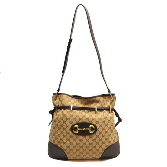 Gucci Beige Brown Orange Gg Canvas Leather Shoulder Bag ()