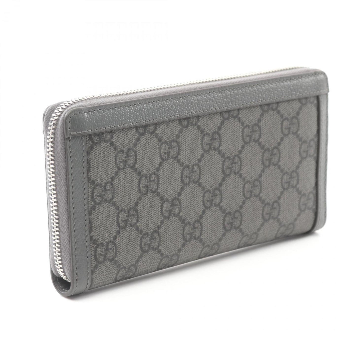 Gucci Gray Gg Supreme Leather Long Wallet (Bi-Fold)