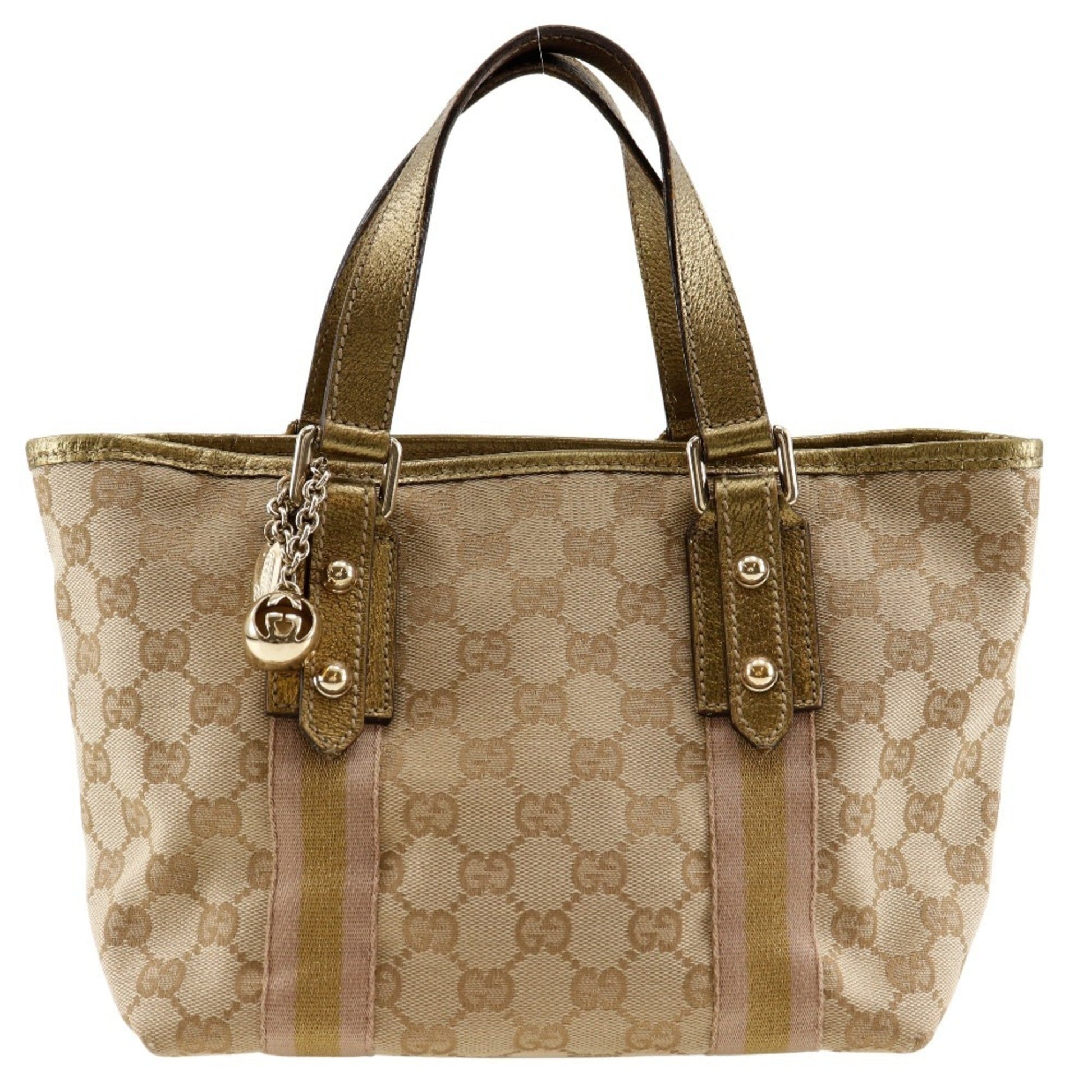 Gucci Brown Gg Canvas Leather Handbag ()