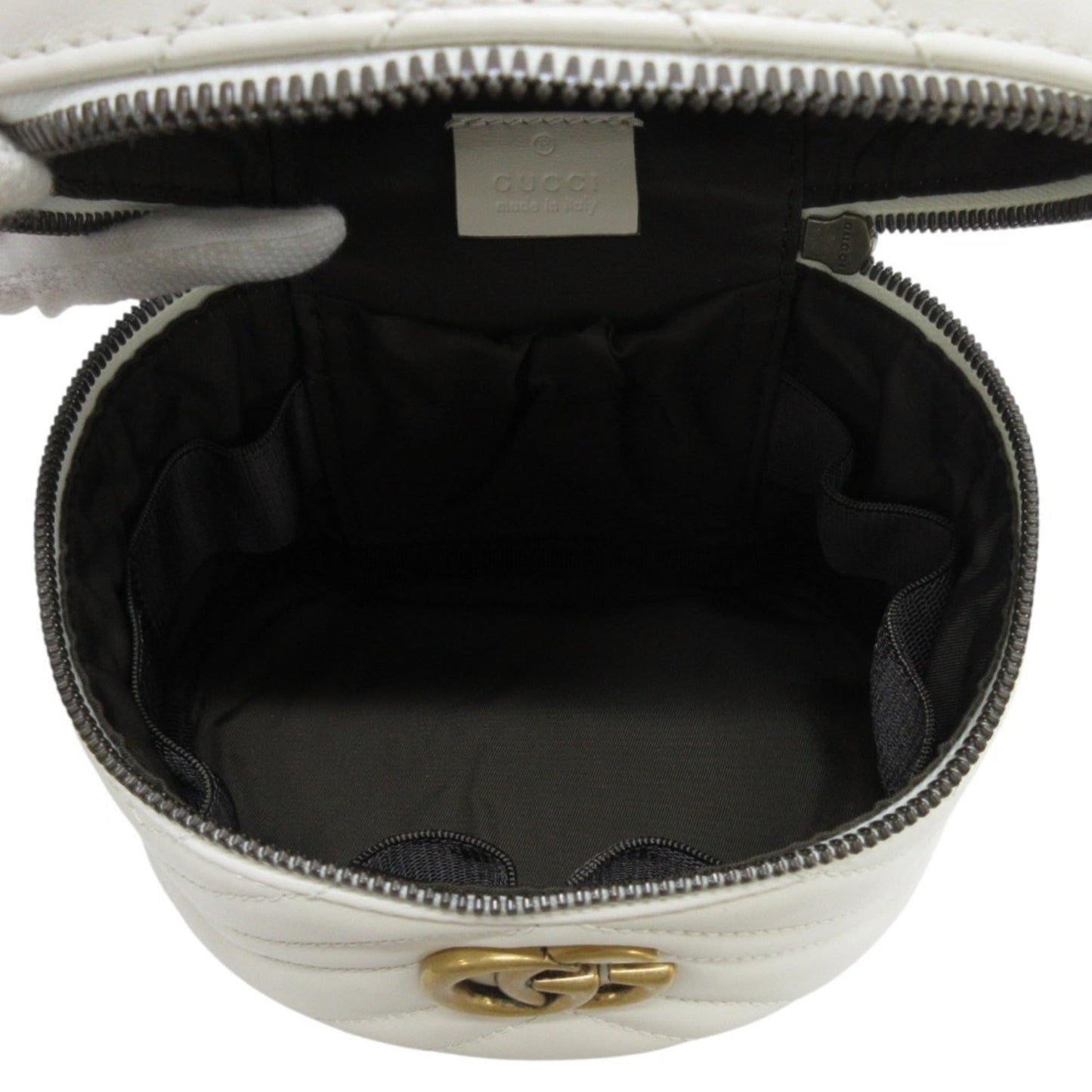 Gucci White Leather Pouch Vanity Bag