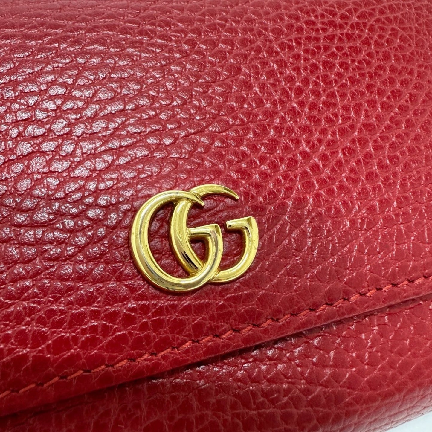 Gucci Red Color Leather Long Wallet (Bi-Fold)