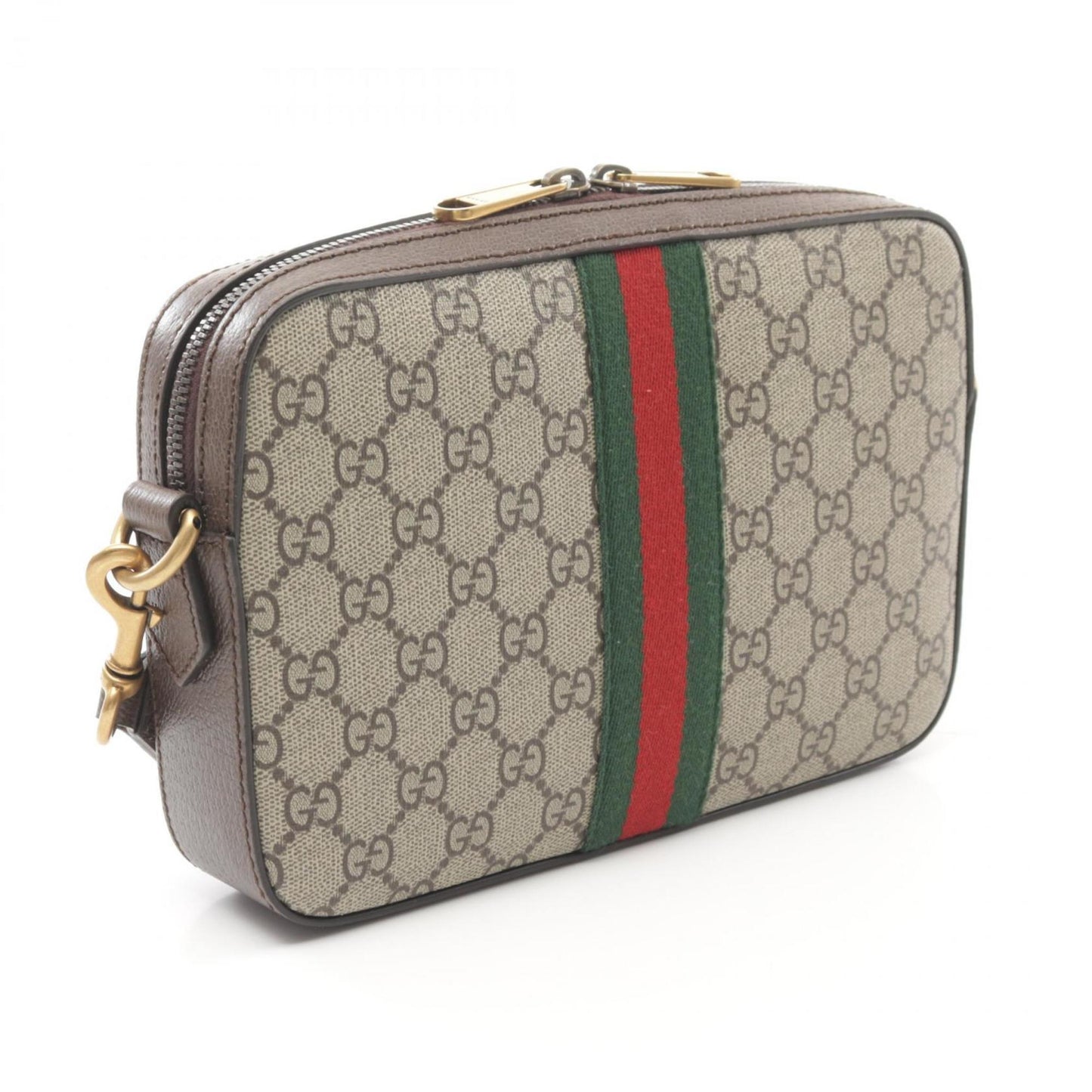 Gucci Beige Brown Multi-Color Pvc Coated Canvas Leather Shoulder Bag