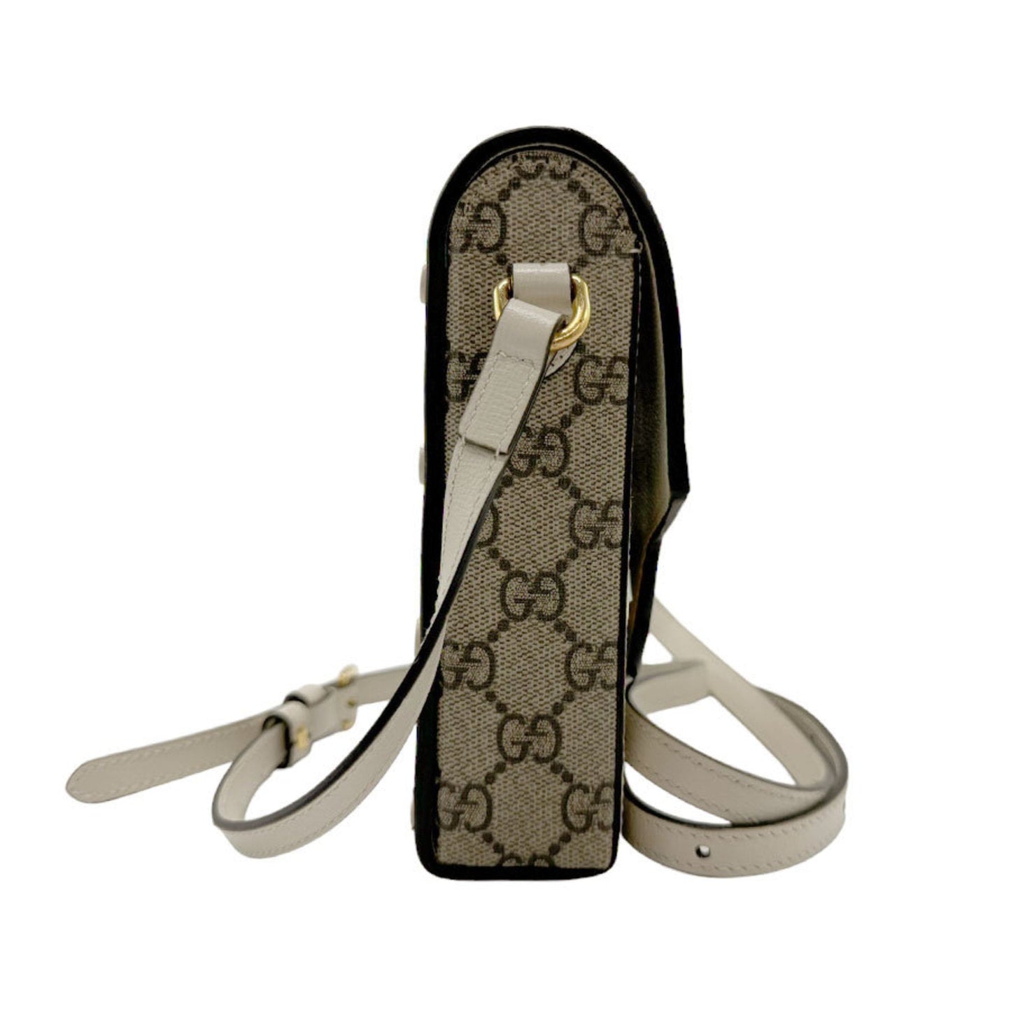Gucci Horsebit Brown White Gg Supreme Leather Shoulder Bag