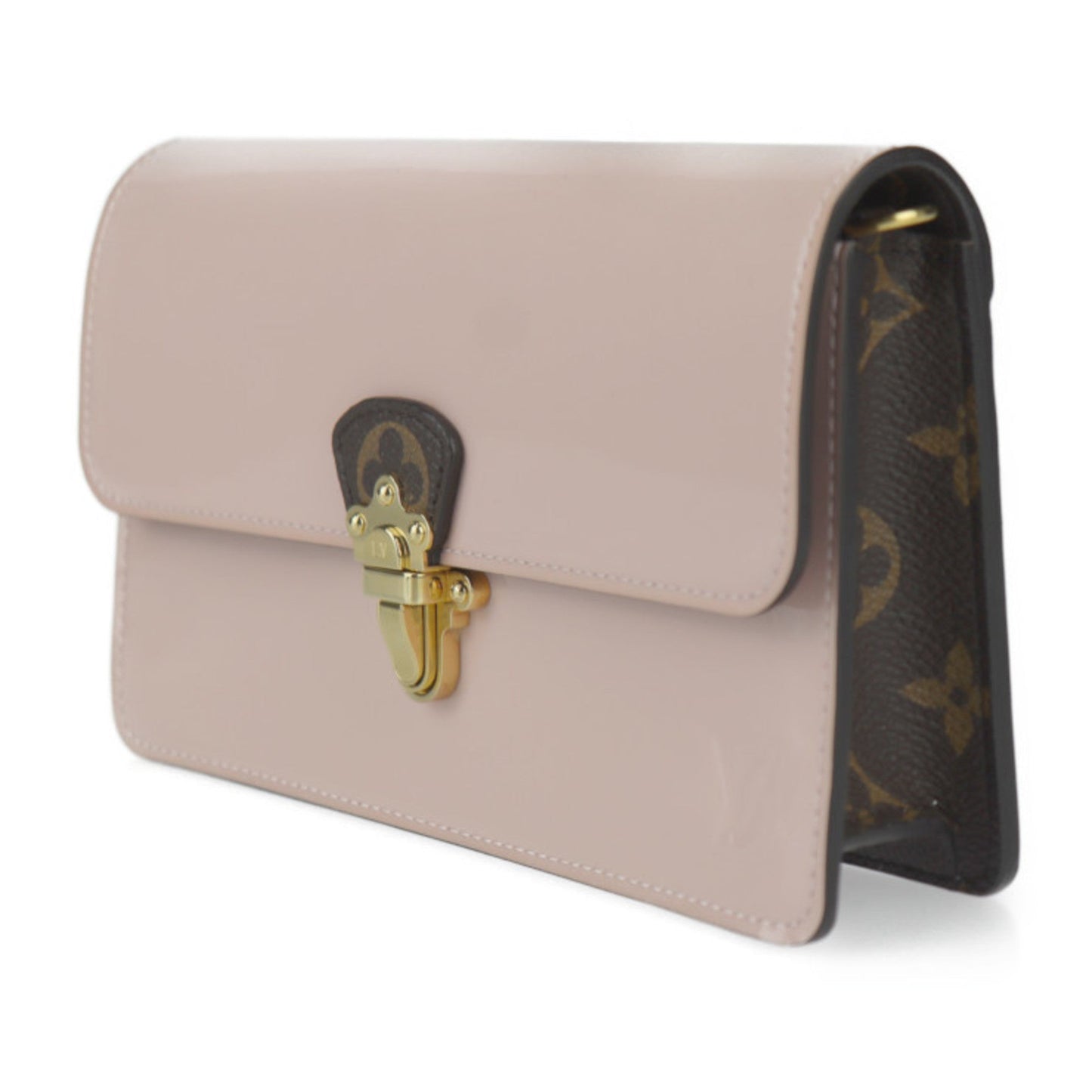 Louis Vuitton Brown Monogram Rose Ballerine Patent Leather Monogram Clutch Bag Pochette Shoulder Bag