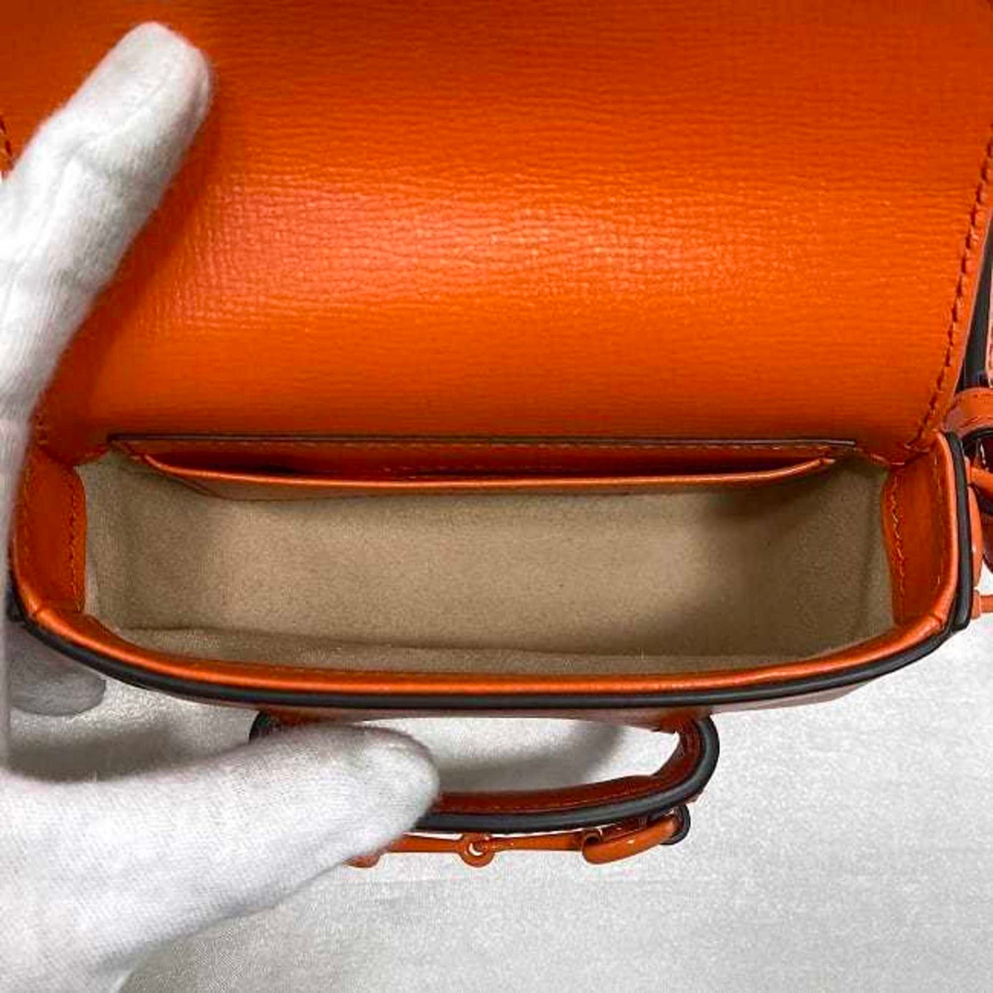 Gucci Horsebit Orange Leather Canvas Shoulder Bag
