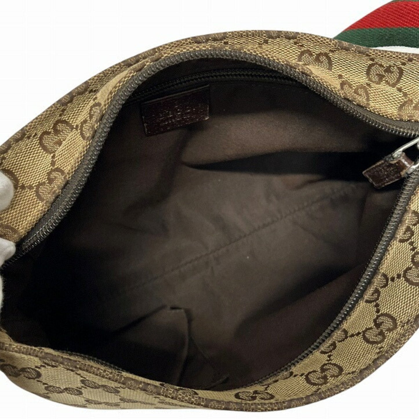 Gucci Brown Gg Canvas Leather Shoulder Bag