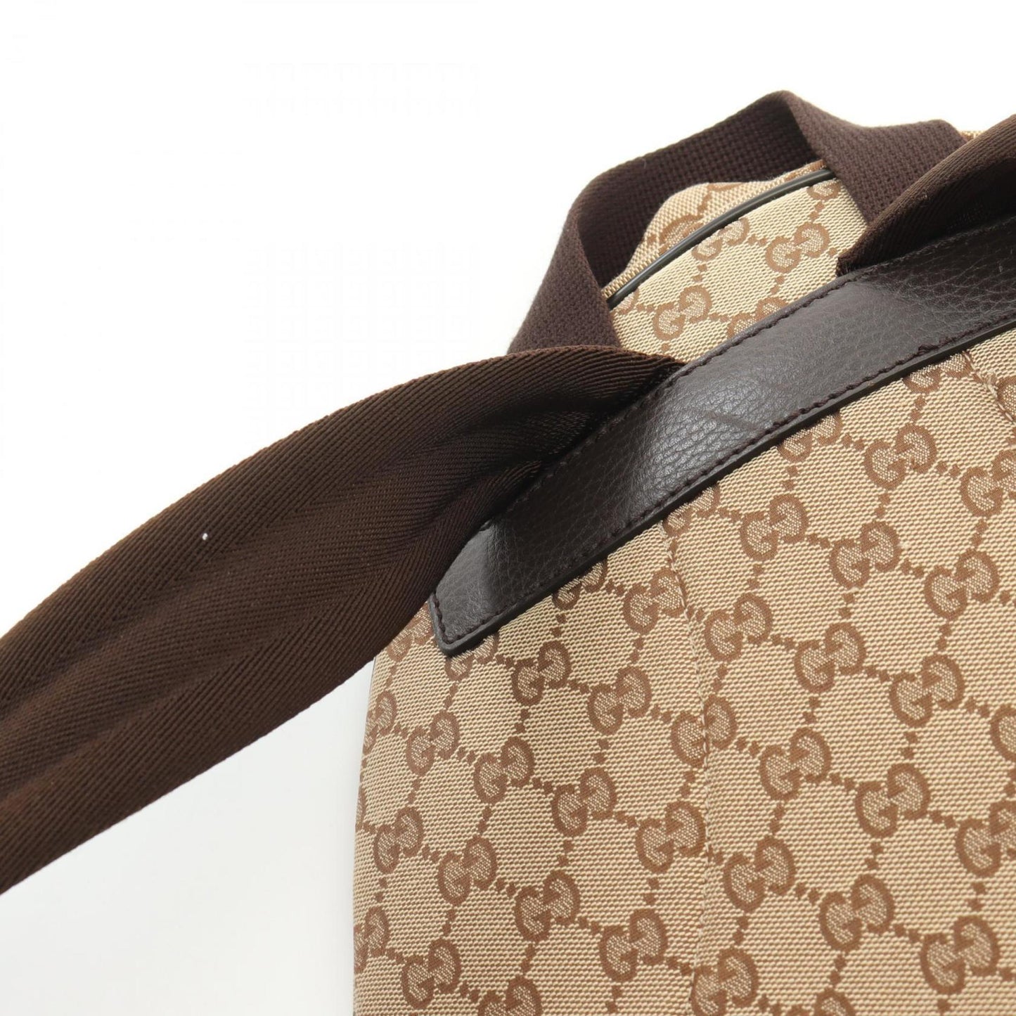 Gucci Beige Brown Canvas Leather Backpack