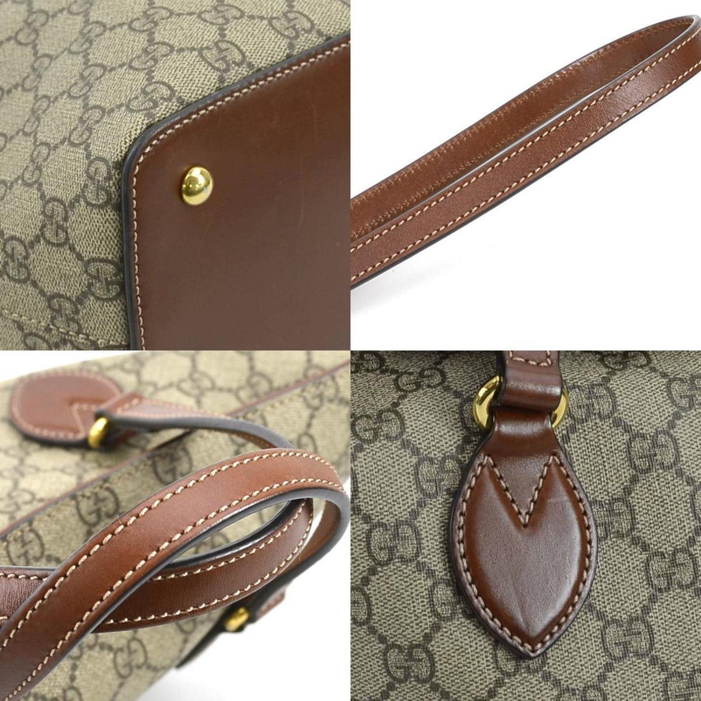 Gucci Beige Brown Pvc Leather Handbag Shoulder Bag