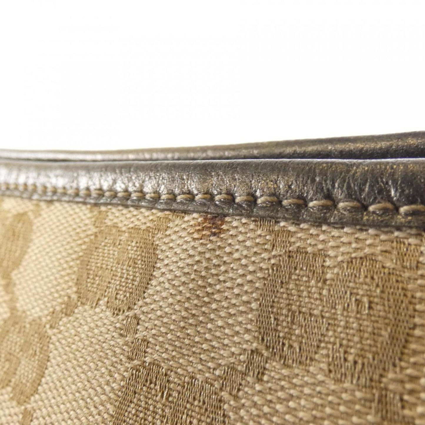 Gucci Beige Khaki Gg Canvas Leather Shoulder Bag