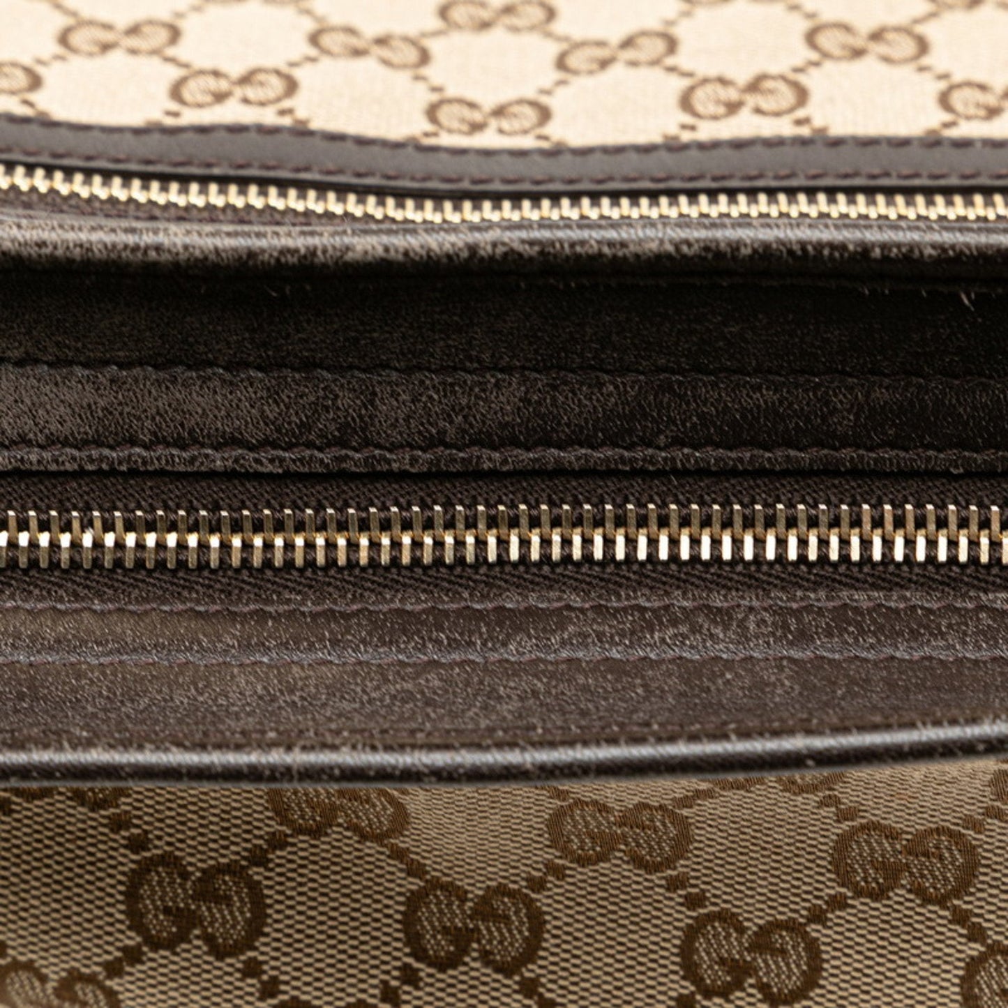 Gucci Beige Brown Canvas Leather Shoulder Bag