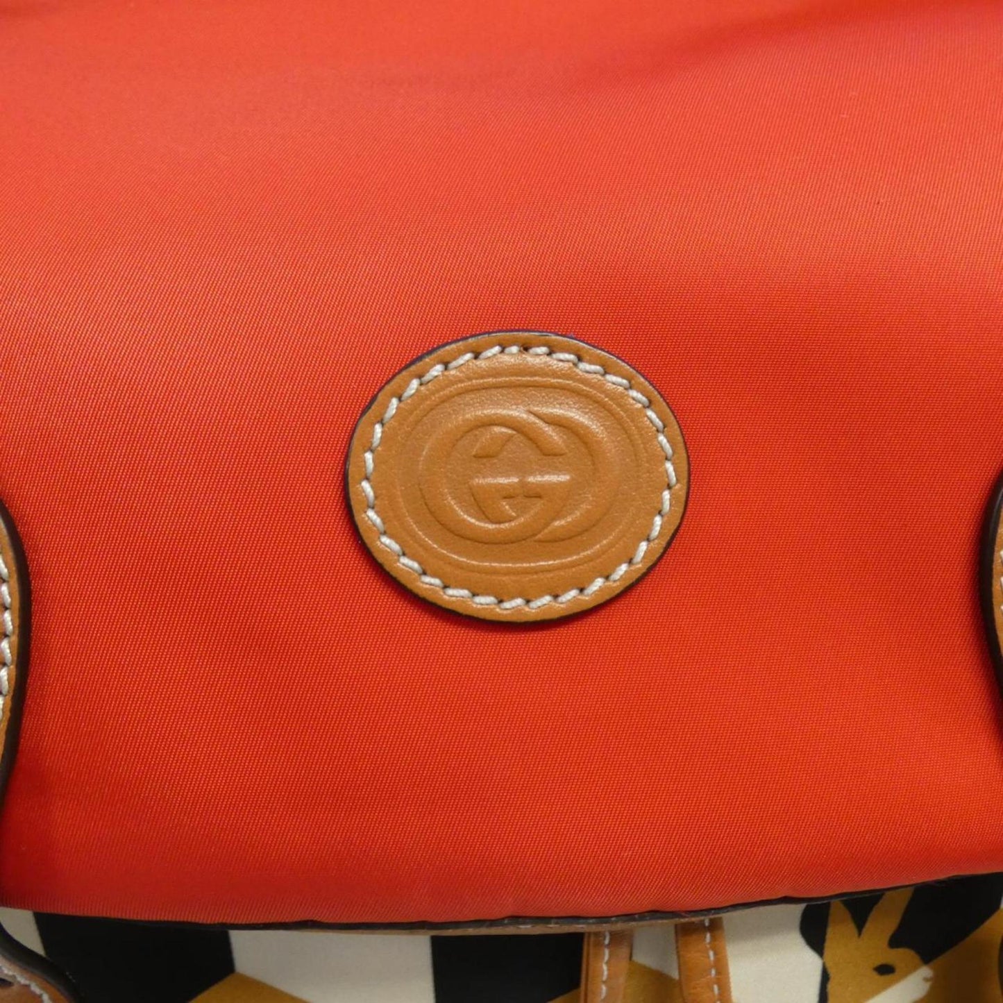 Gucci Beige Red Color Nylon Leather Backpack