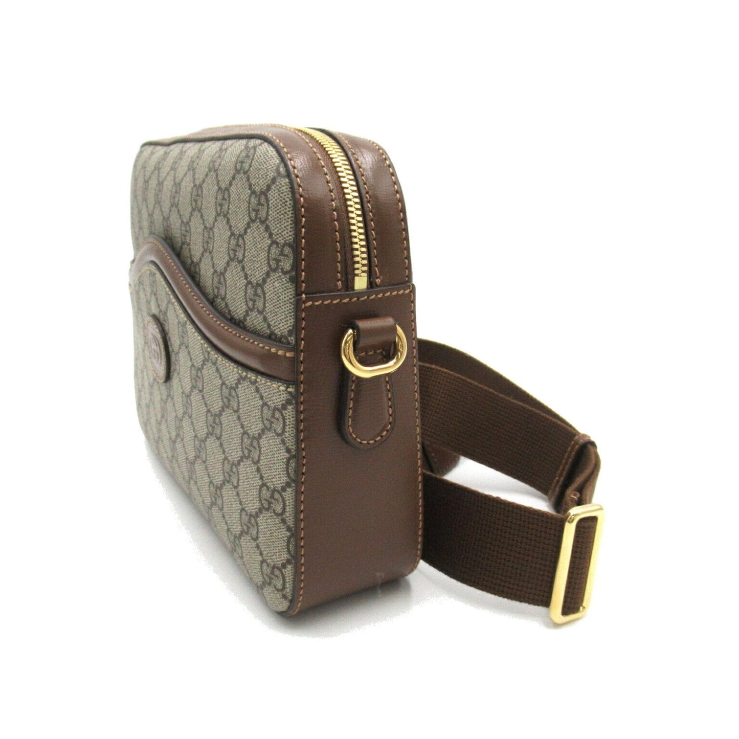 Gucci Brown Pvc Coated Canvas Leather Shoulder Bag