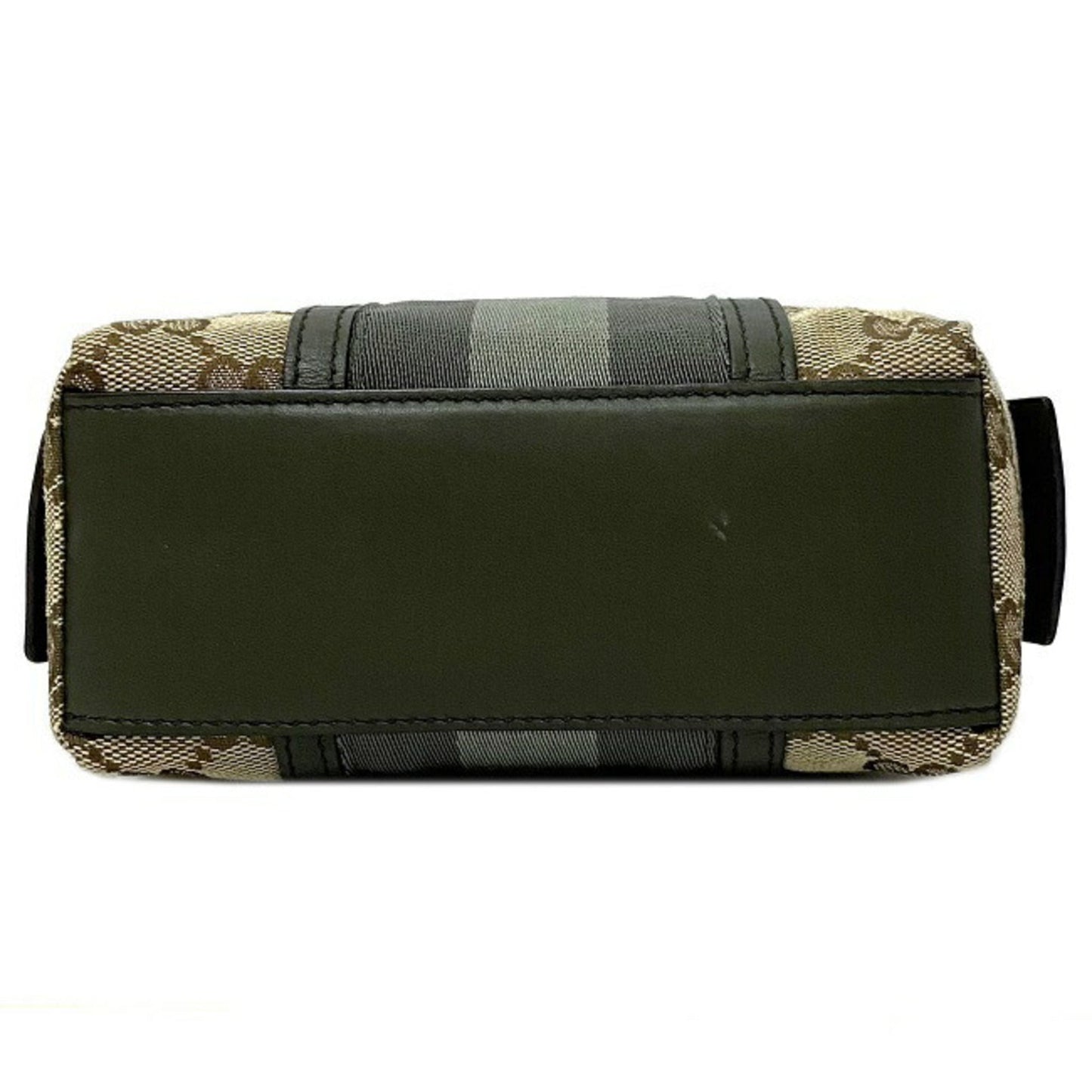 Gucci Web Beige Khaki Canvas Leather Pouch