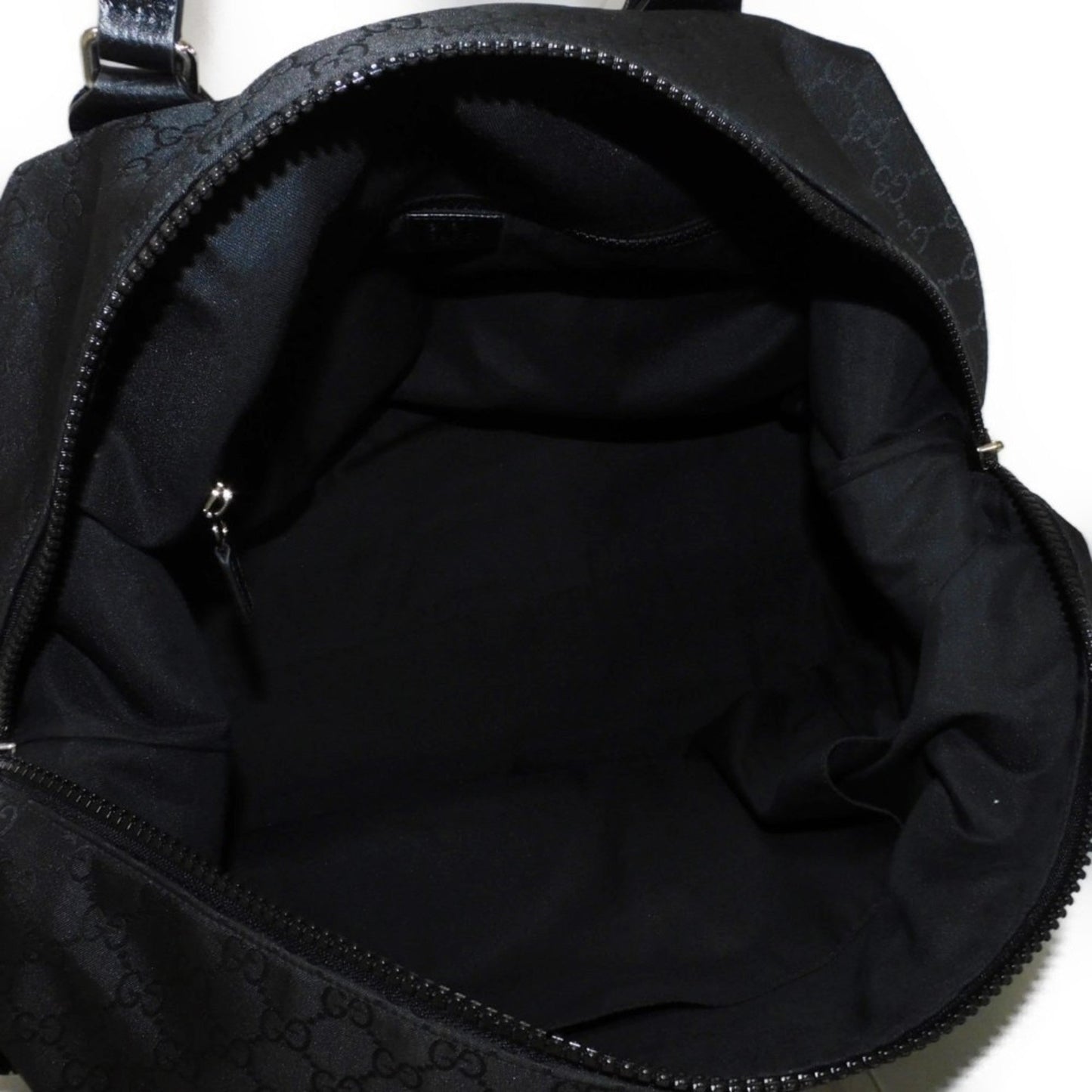 Gucci Black Nylon Canvas Leather Boston Bag Handbag Shoulder Bag