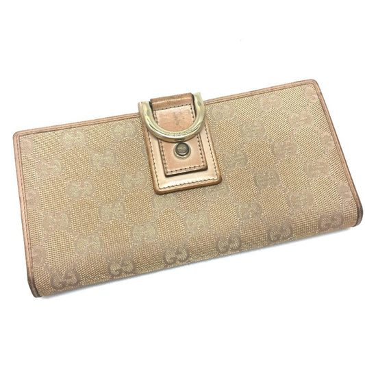 Gucci Pink Beige Gg Canvas Long Wallet (Bi-Fold) ()