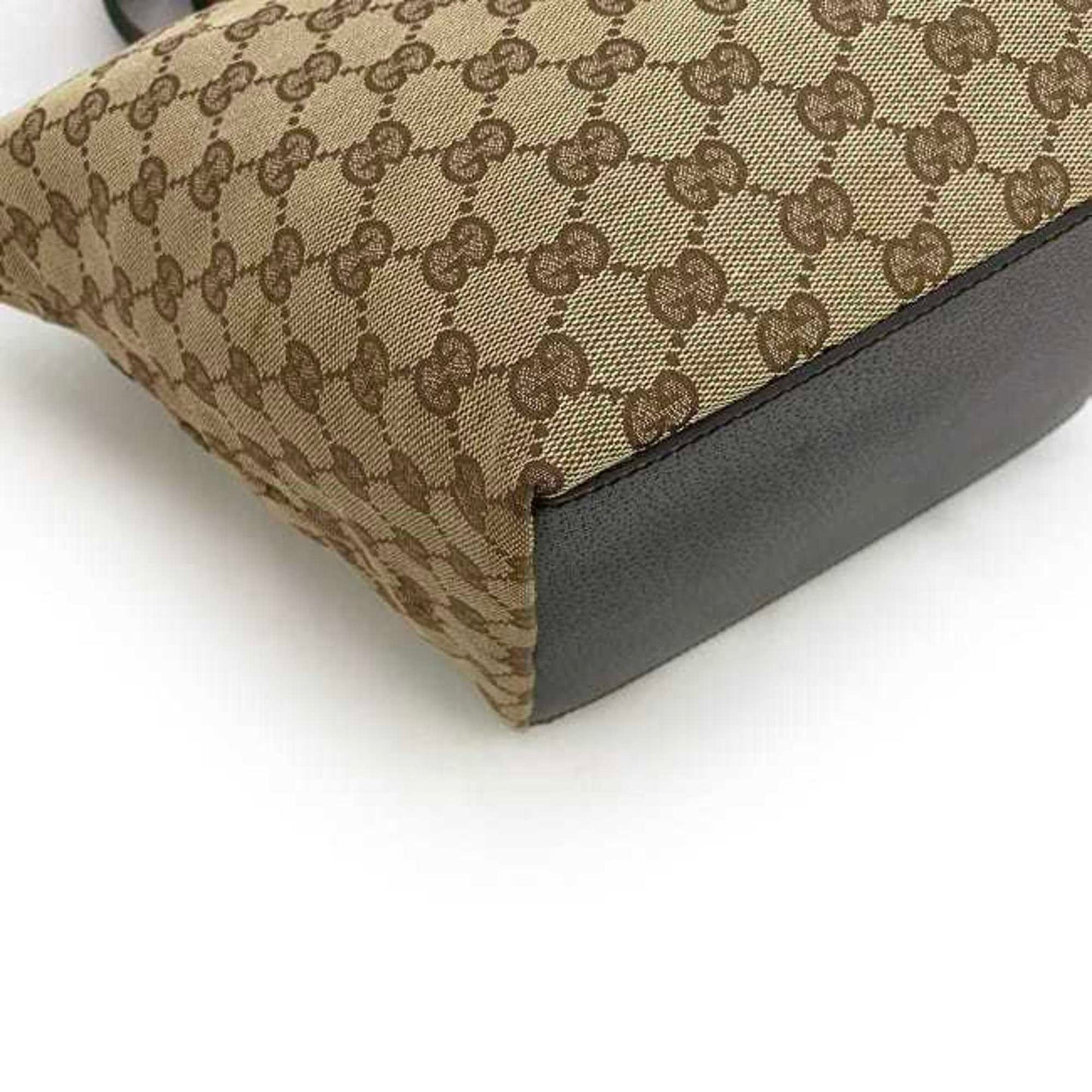 Gucci Beige Brown Canvas Leather Handbag Tote Bag