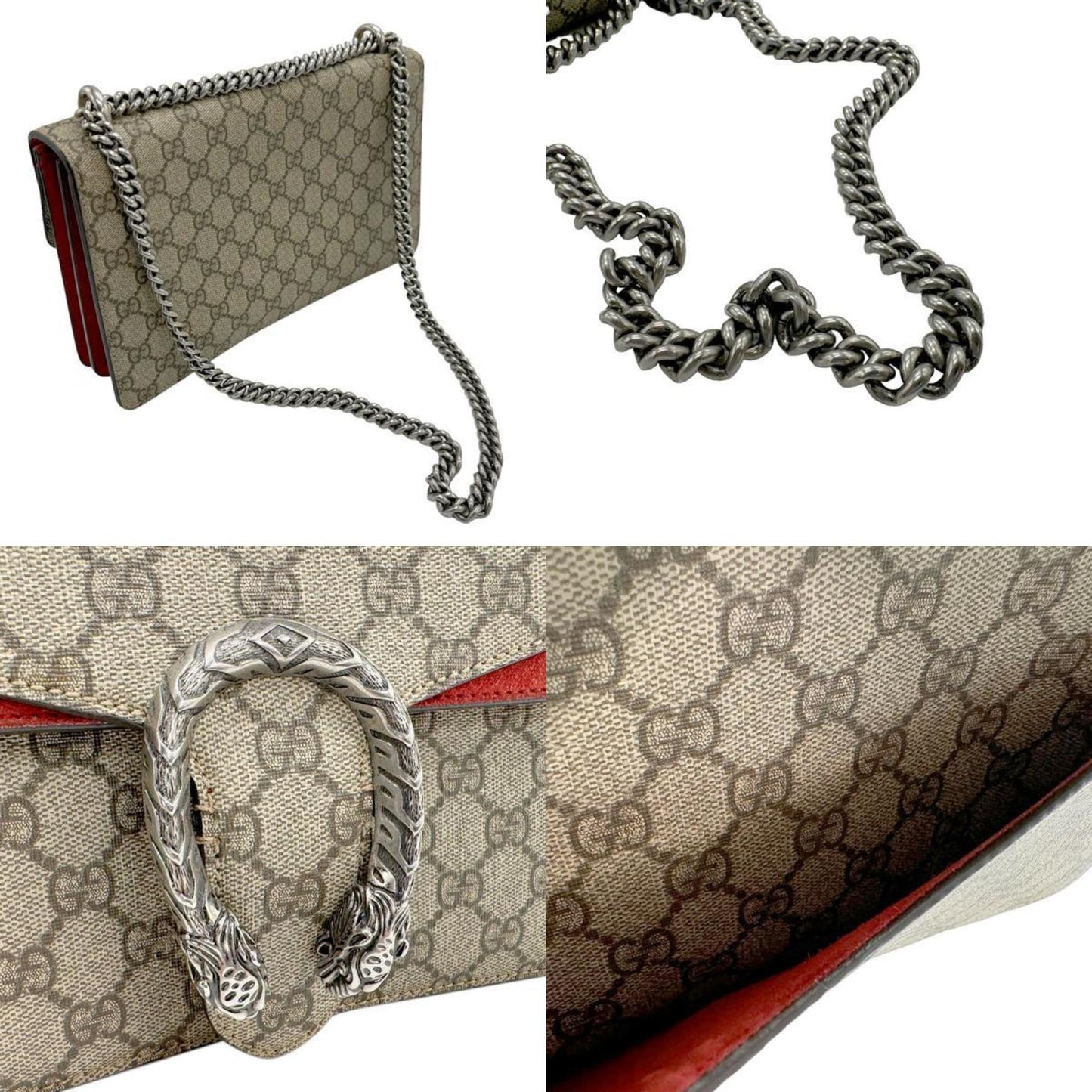 Gucci Brown Red Color Gg Supreme Shoulder Bag