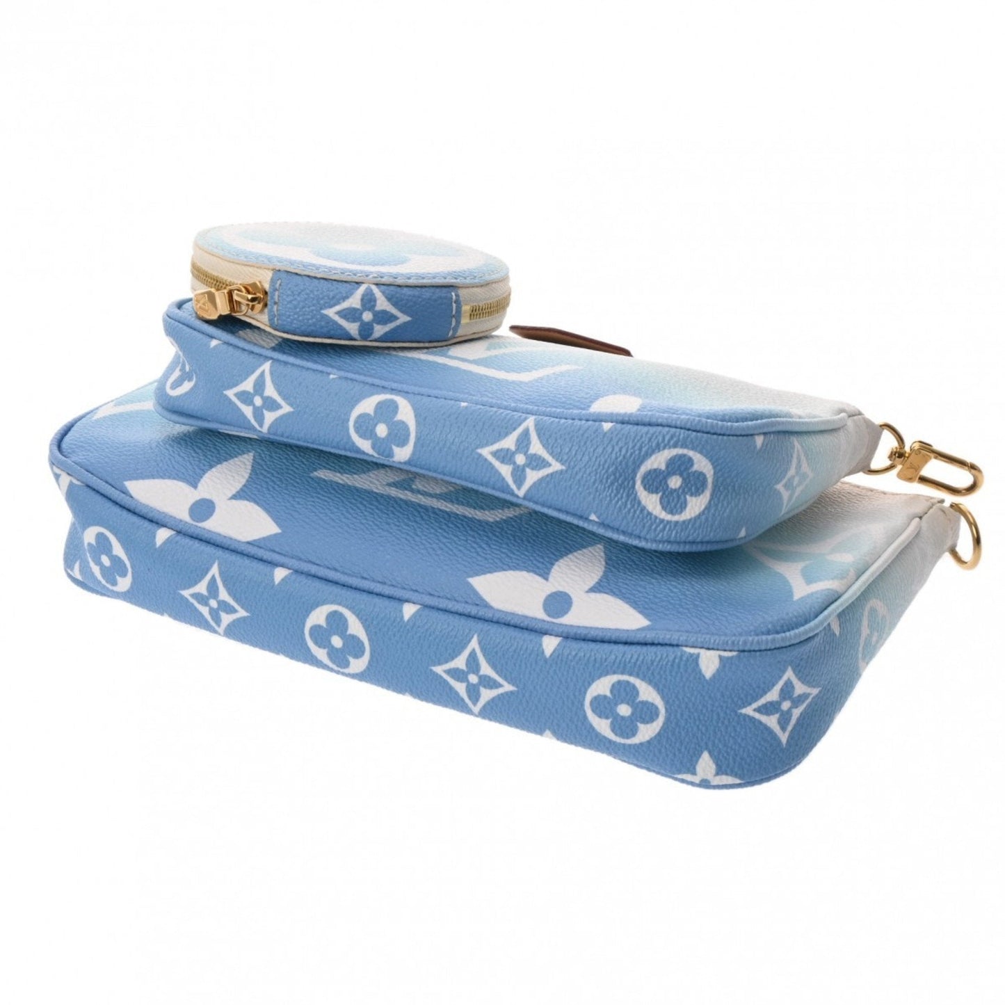 Louis Vuitton Blue White Monogram Pochette Shoulder Bag