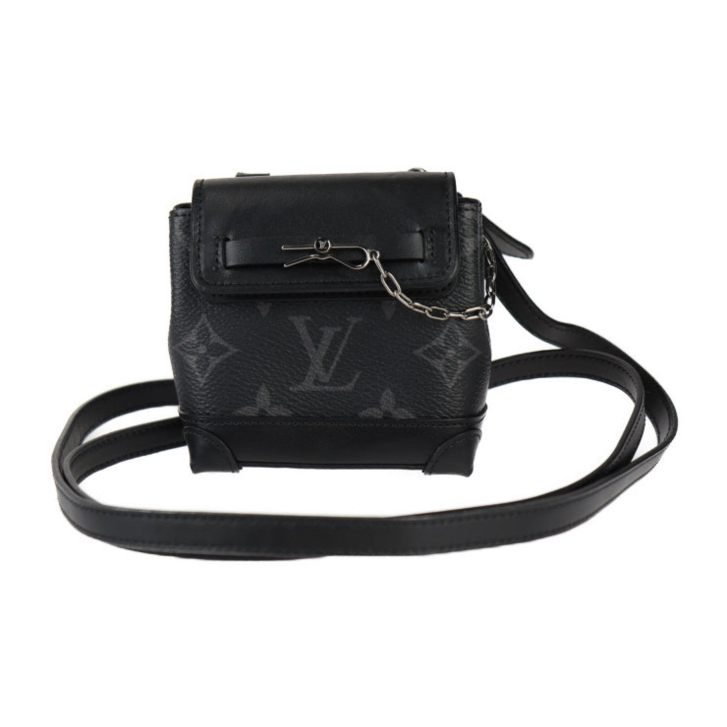 Louis Vuitton Black Gray Pvc Leather Pochette Shoulder Bag ()
