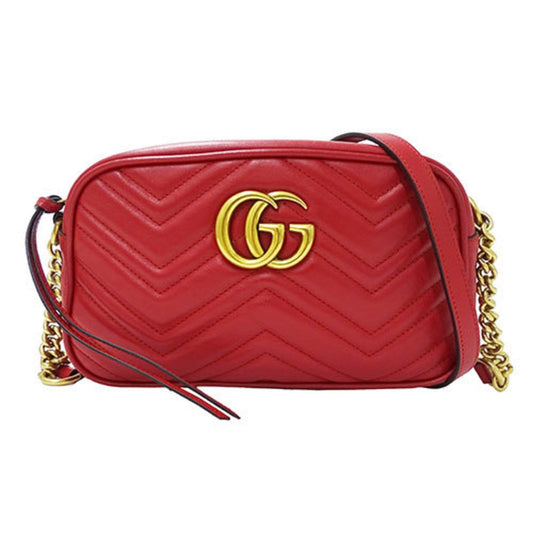 Gucci Gg Marmont Red Color Leather Shoulder Bag ()