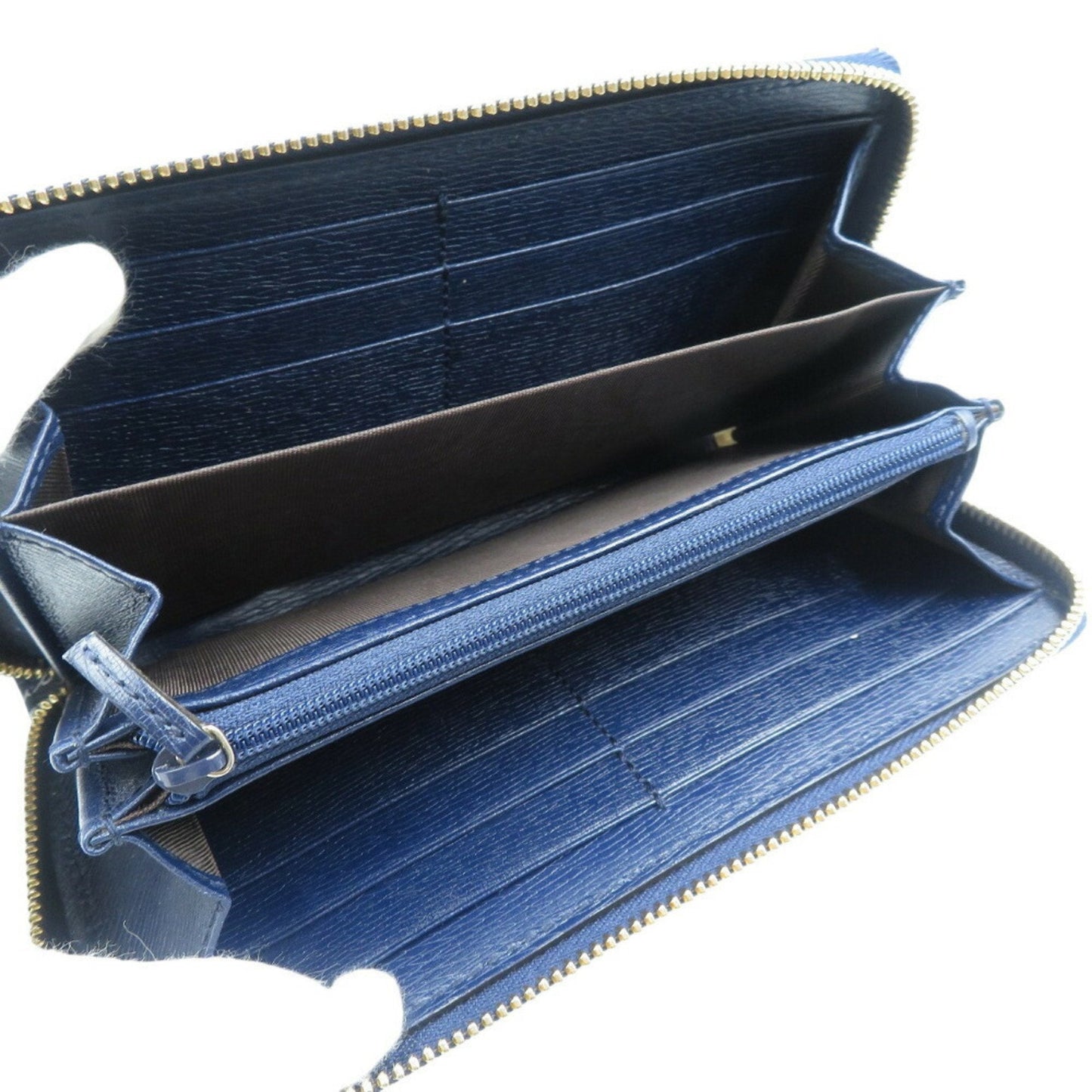 Gucci Black Navy Red Color Leather Long Wallet (Bi-Fold)