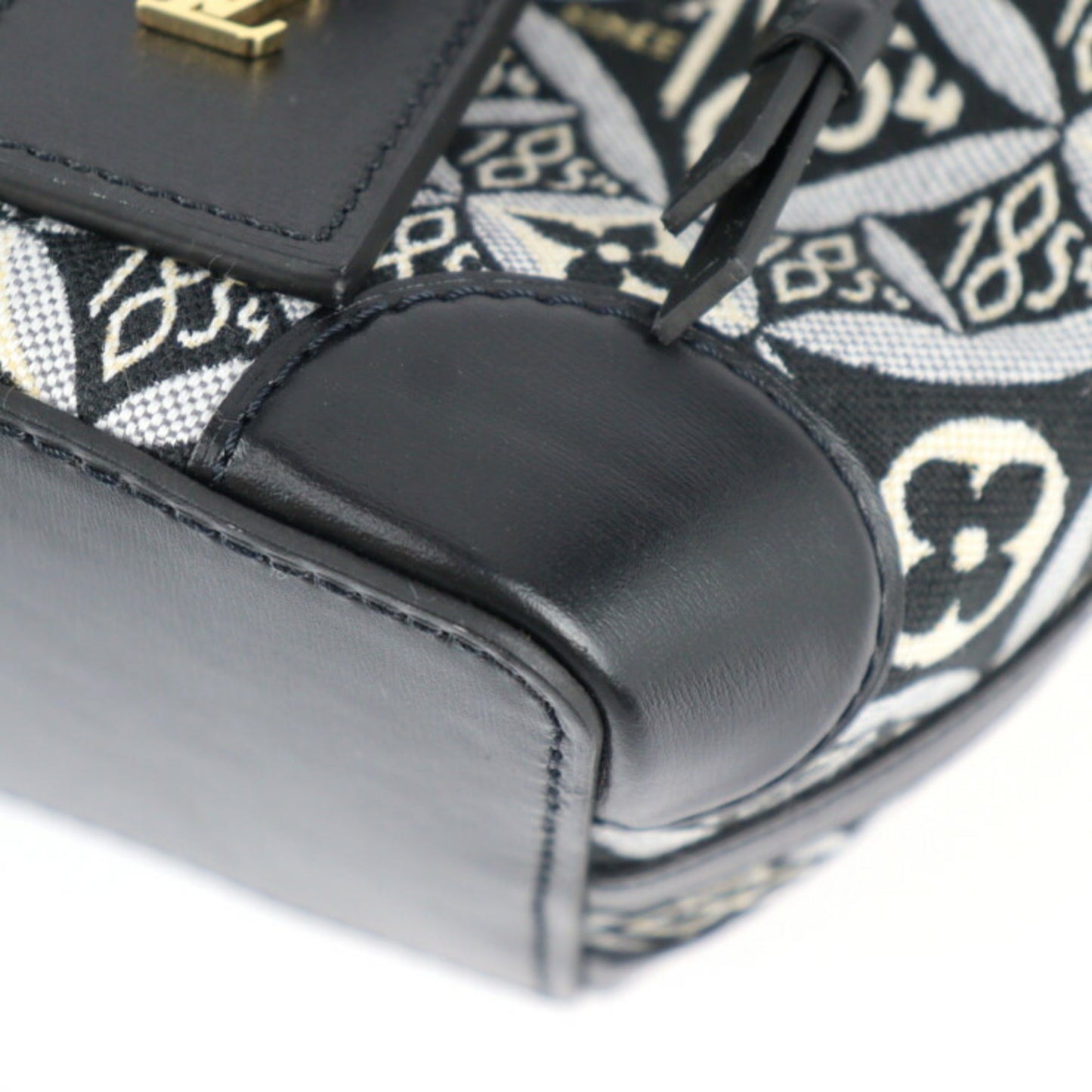 Louis Vuitton Black Canvas Leather Handbag Shoulder Bag Tote Bag