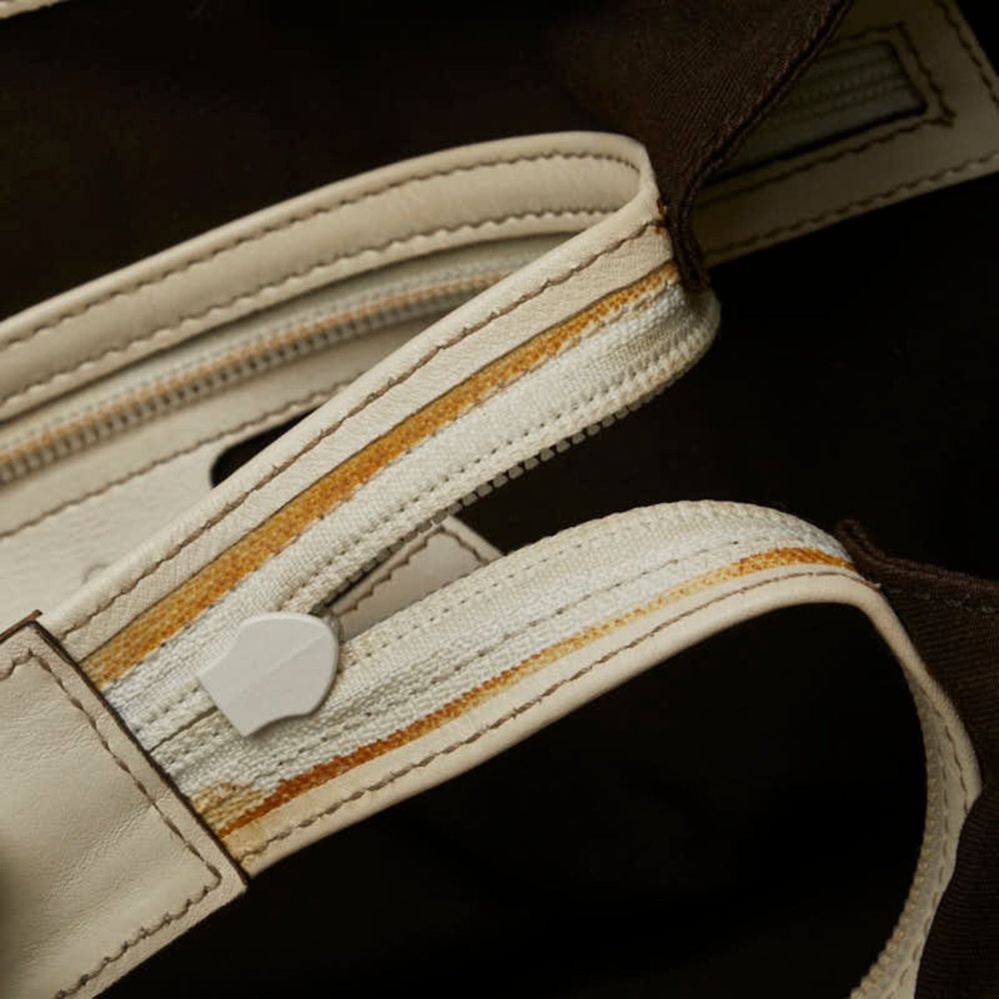 Gucci Beige White Gg Canvas Leather Handbag Tote Bag