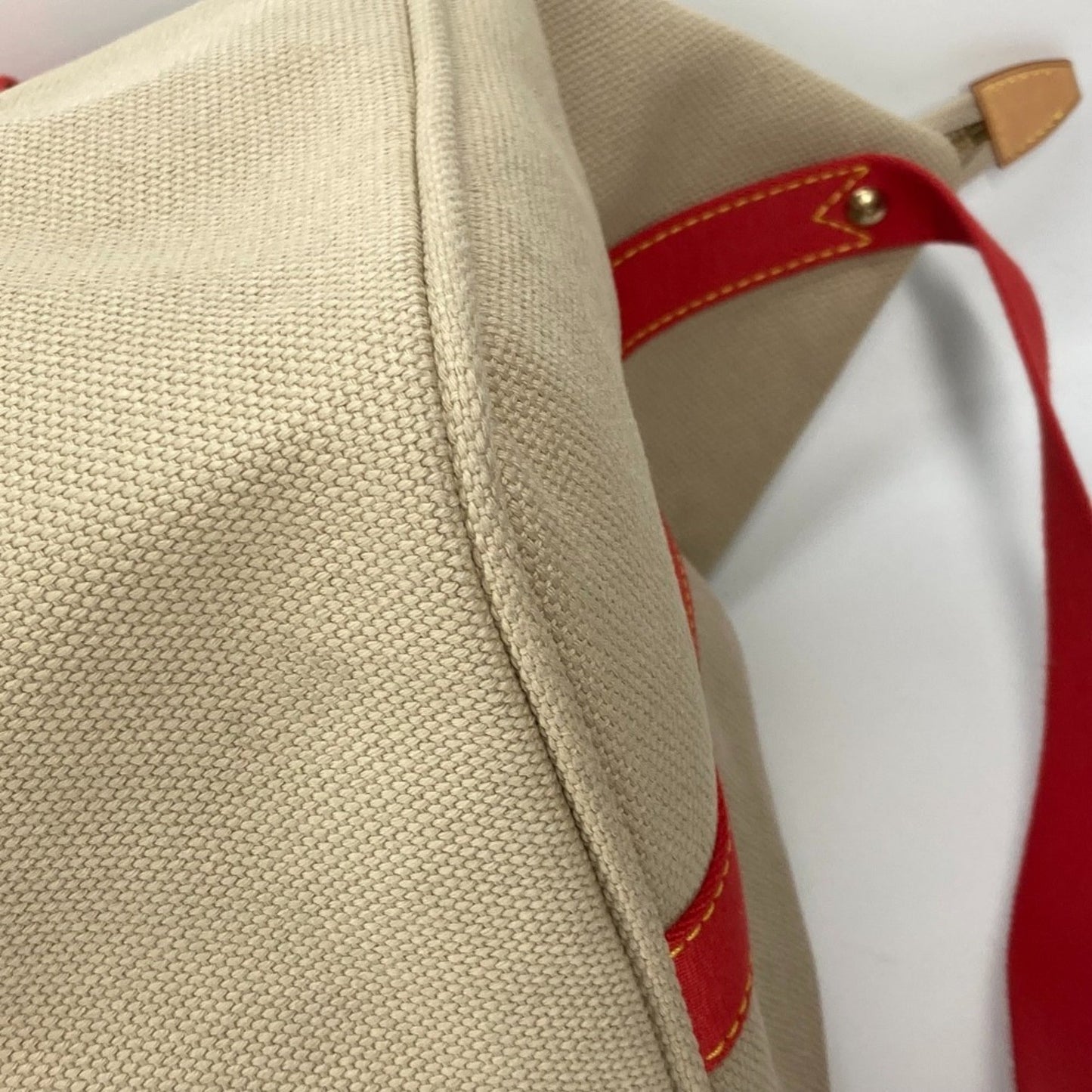 Louis Vuitton Beige Red Color Canvas Boston Bag Shoulder Bag