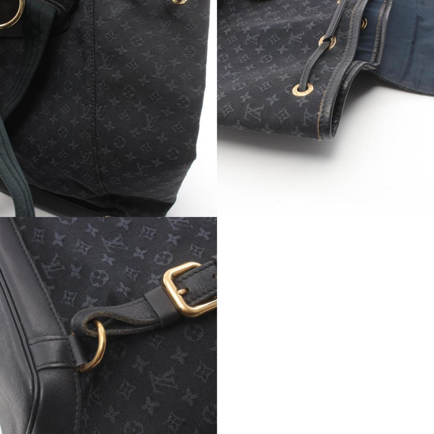 Louis Vuitton Navy Canvas Leather Backpack