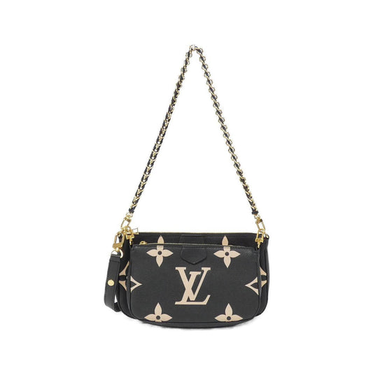 Louis Vuitton Beige Black Leather Pochette Shoulder Bag ()
