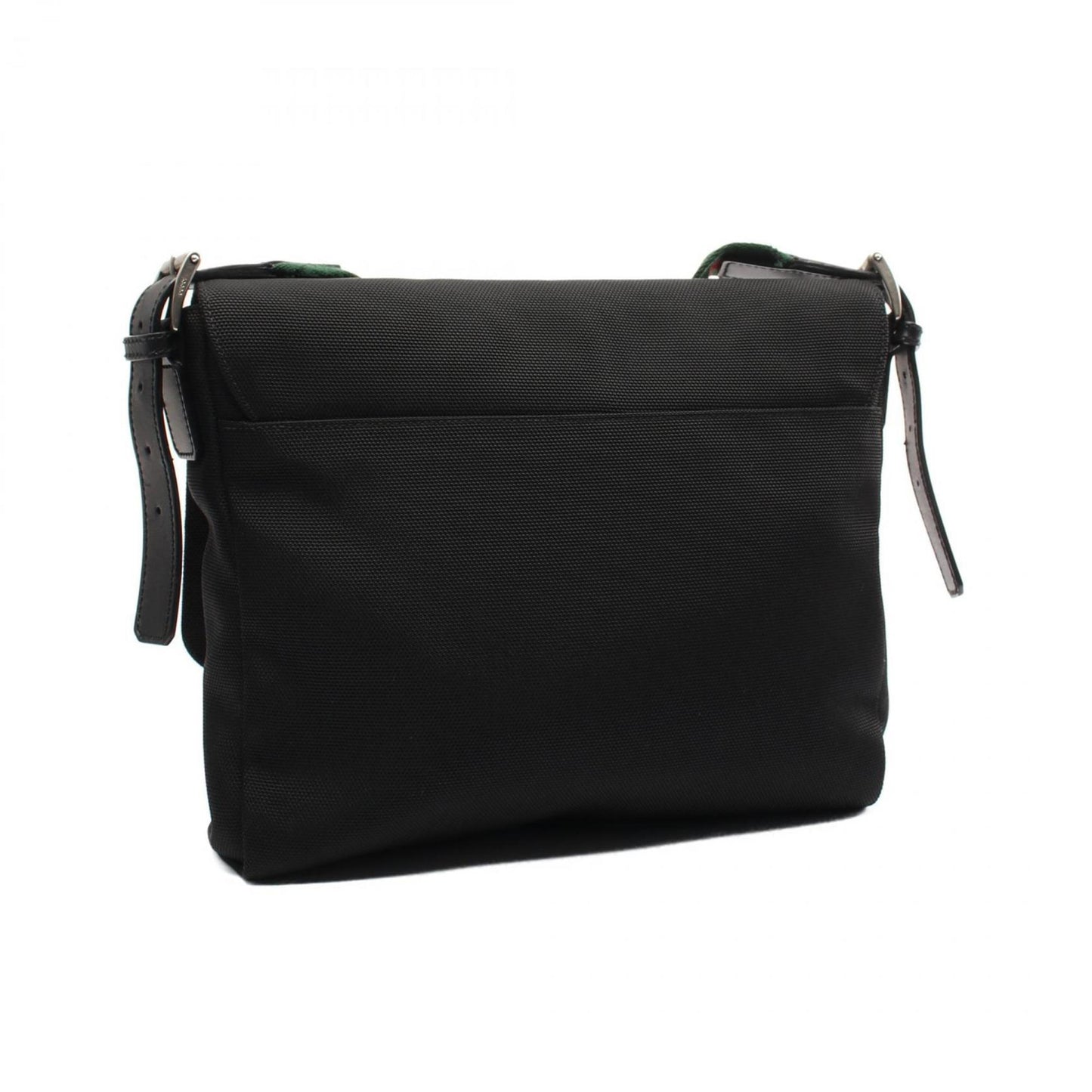 Gucci Black Leather Nylon Canvas Shoulder Bag