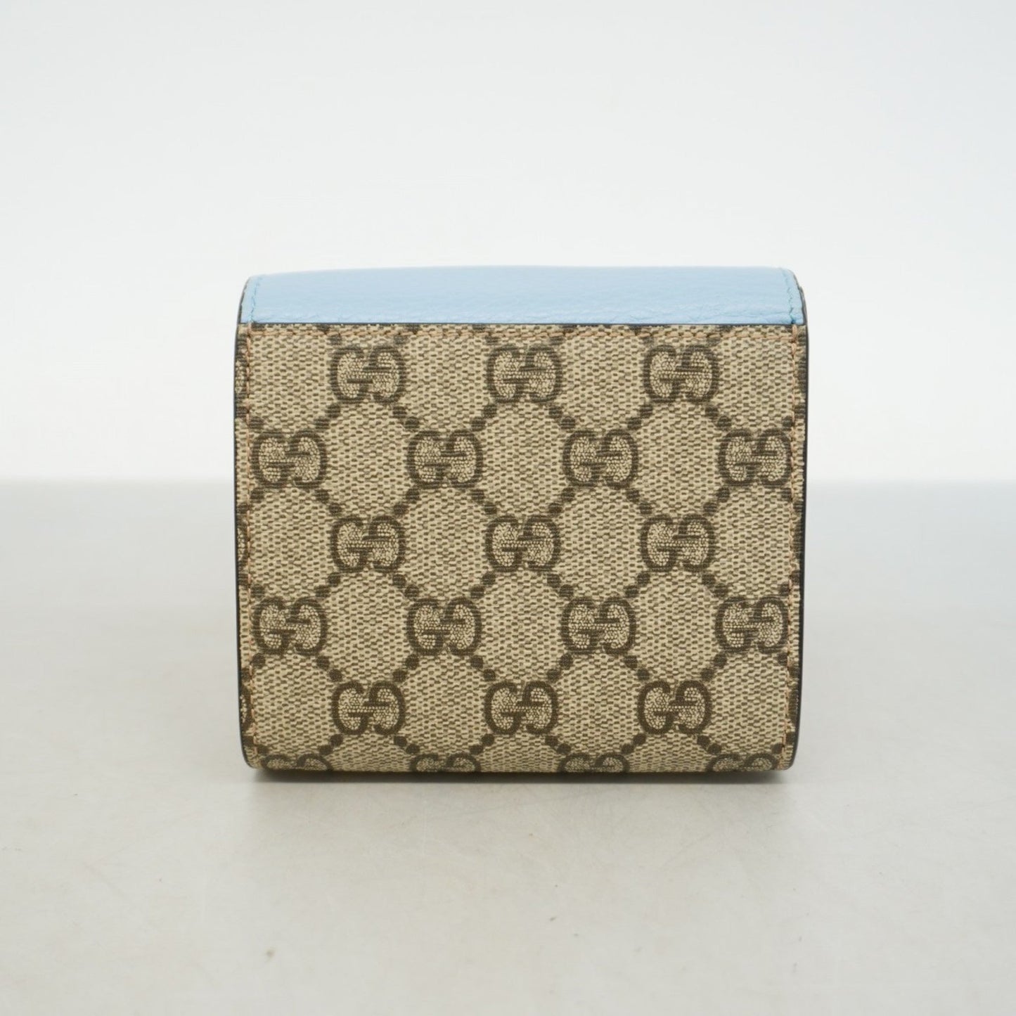 Gucci Blue Brown Pvc Leather Wallet (Tri-Fold)