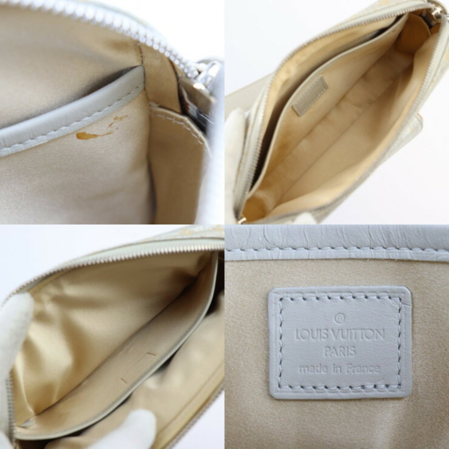 Louis Vuitton Silver Monogram Shiny Leather Handbag Shoulder Bag