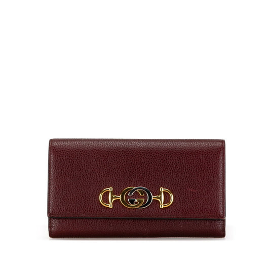 Gucci Wine Leather Long Wallet (Bi-Fold) ()