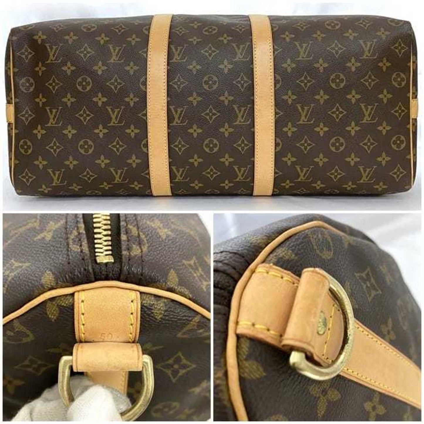 Louis Vuitton Monogram Beige Brown Monogram Monogram Boston Bag Handbag Shoulder Bag