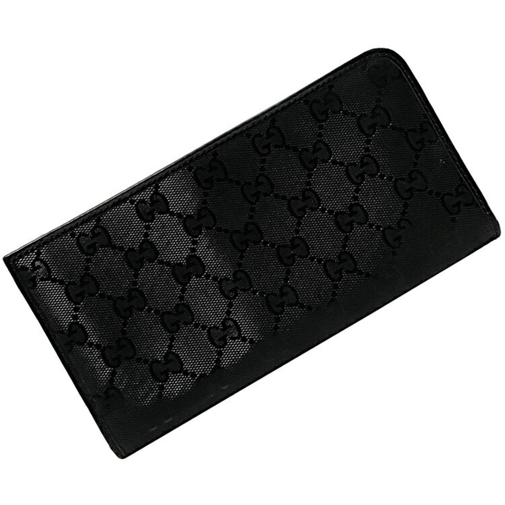 Gucci Gg Imprimé Black Pvc Leather Long Wallet (Bi-Fold) ()