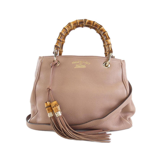 Gucci Bamboo Light Pink Leather Handbag ()