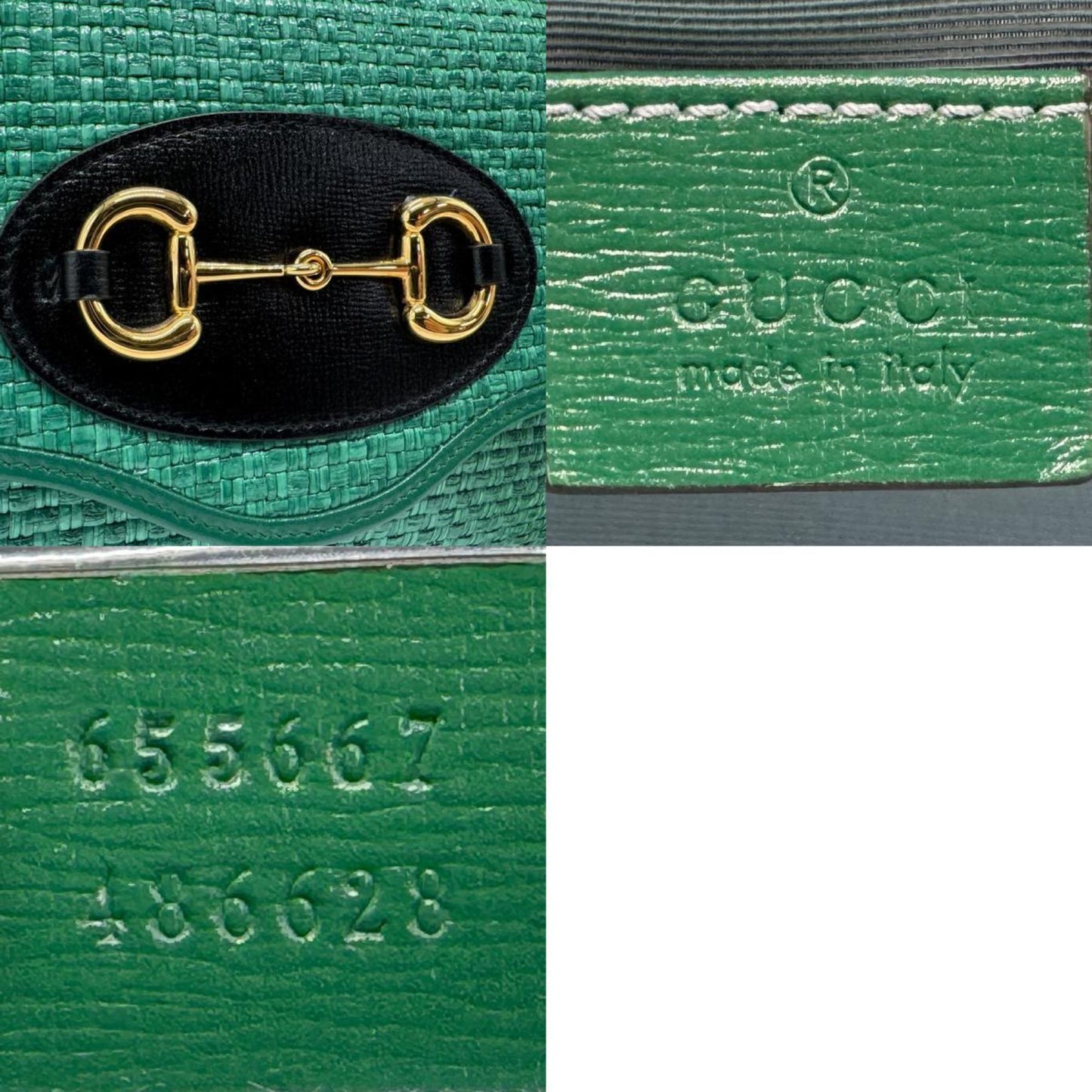 Gucci Green Straw Shoulder Bag
