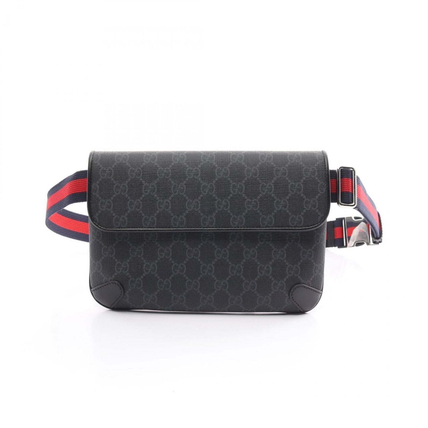 Gucci Black Gray Pvc Coated Canvas Leather Sling Bag ()