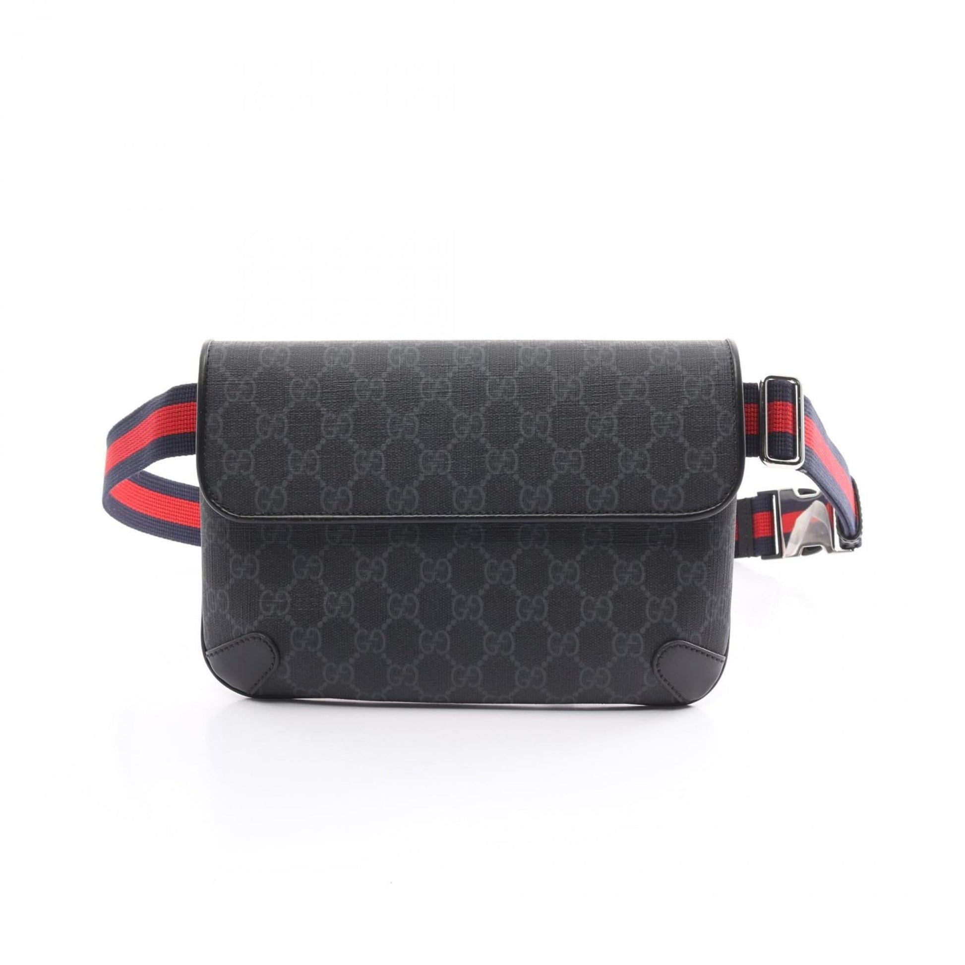 Gucci Black Gray Pvc Coated Canvas Leather Sling Bag ()