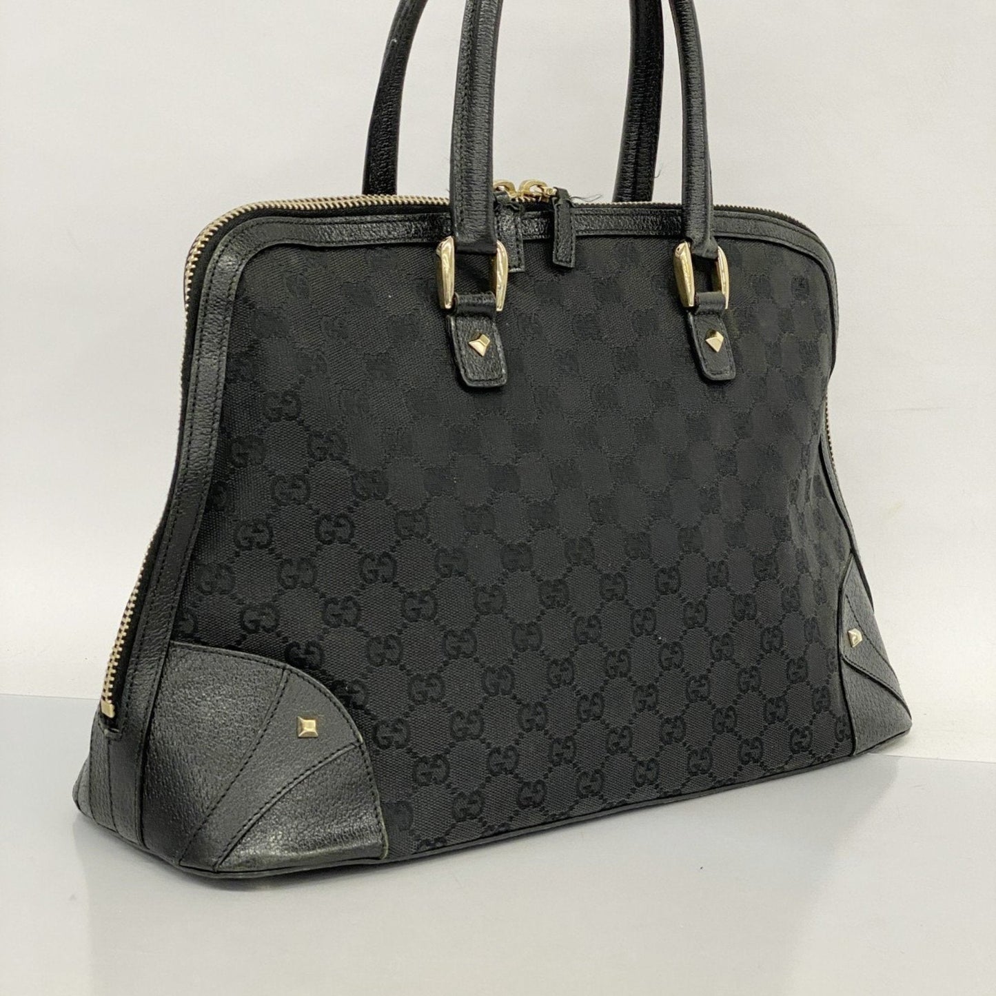 Gucci Black Canvas Leather Handbag