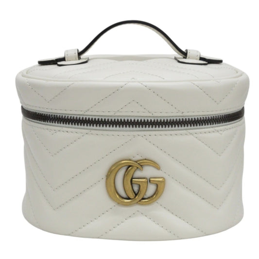 Gucci White Leather Pouch Vanity Bag