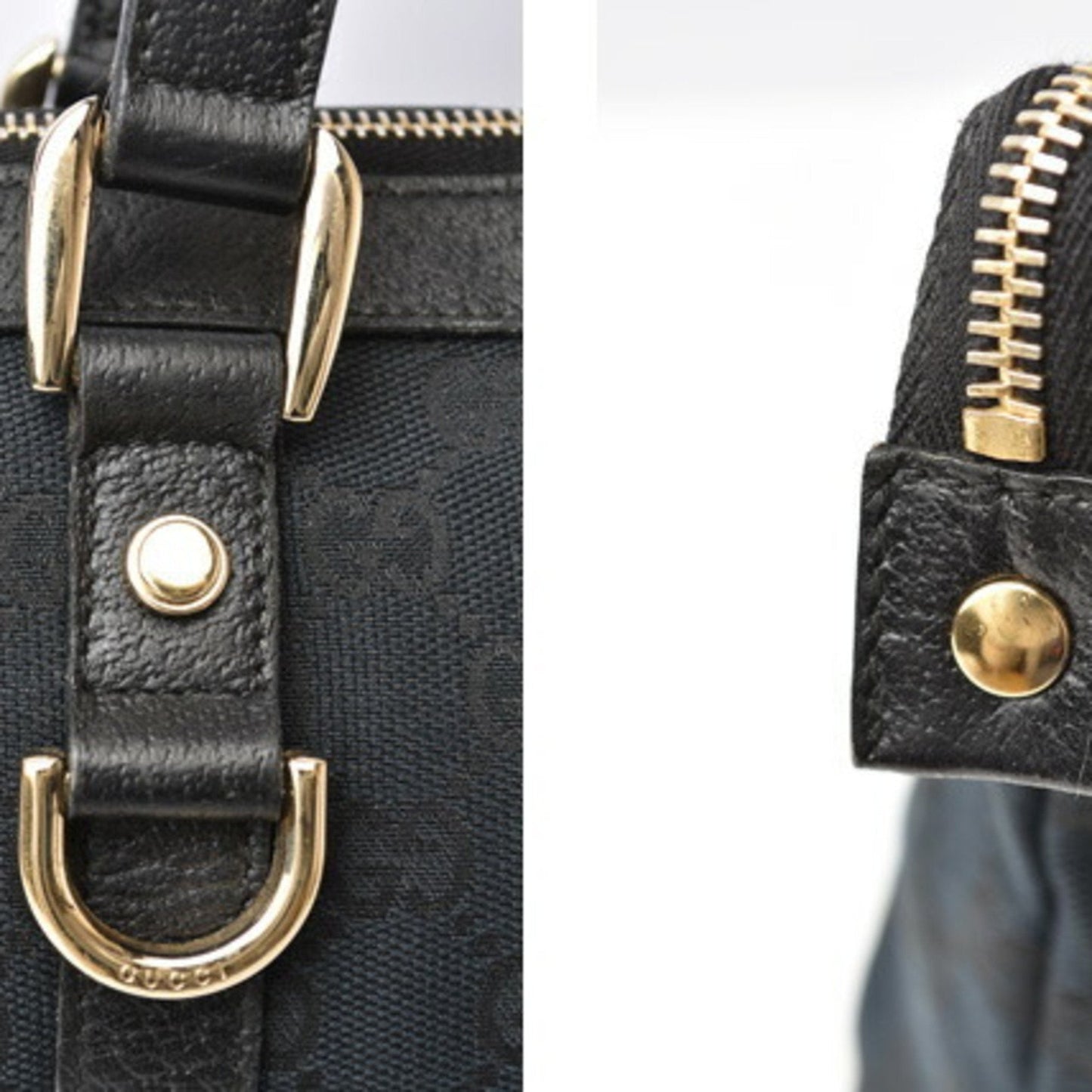 Gucci Black Canvas Leather Handbag