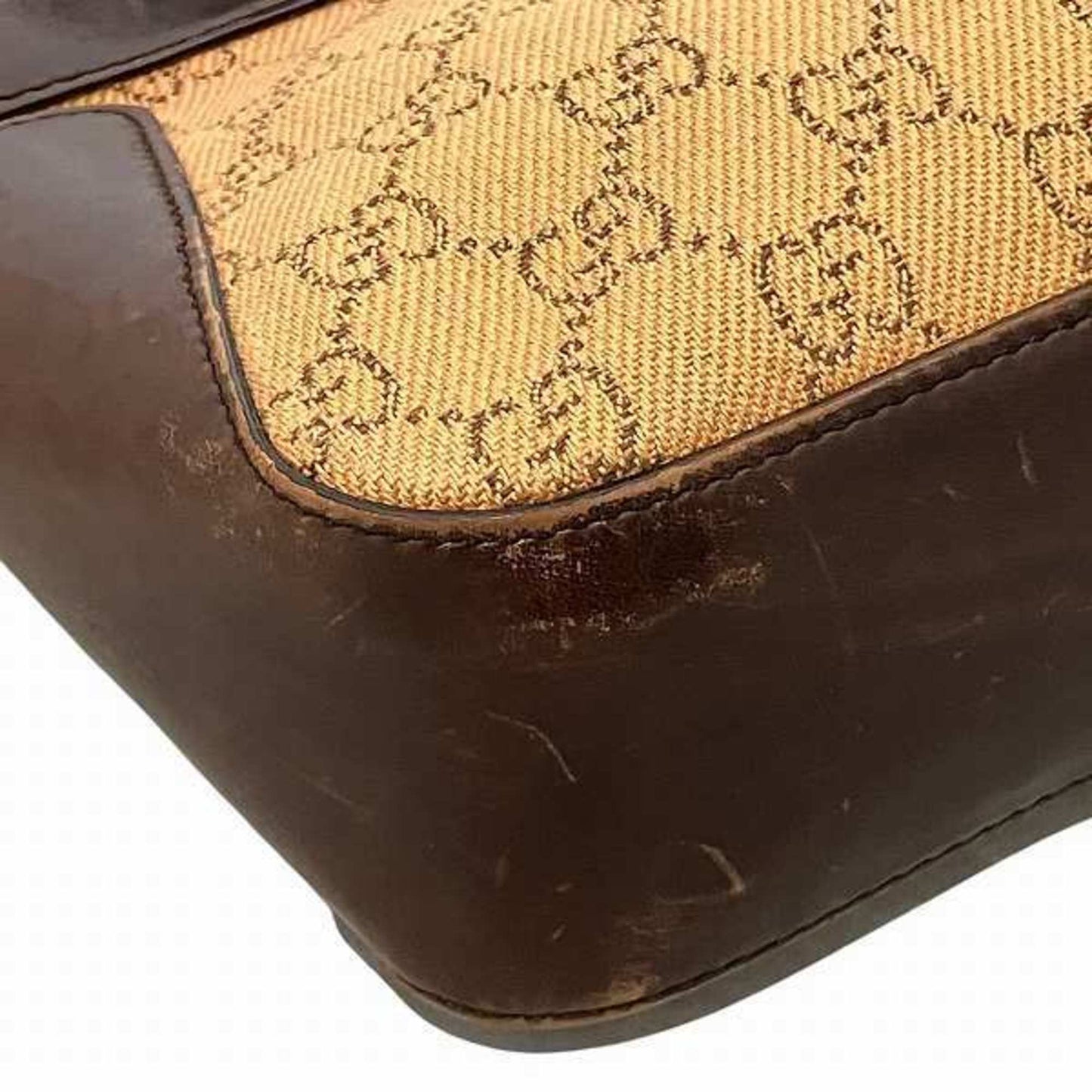 Gucci Gg Canvas Brown Canvas Leather Handbag