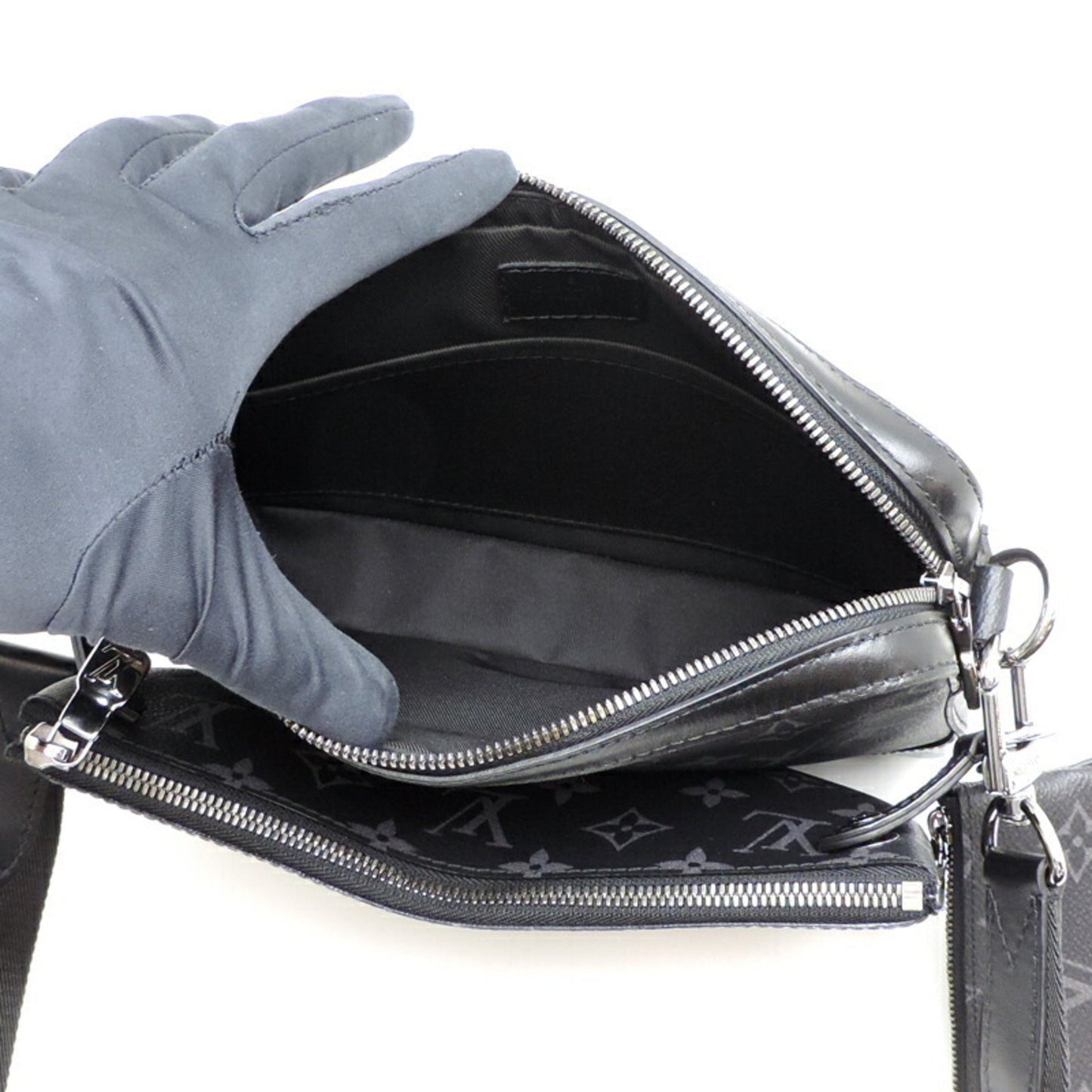 Louis Vuitton Black Gray Monogram Eclipse Pouch Shoulder Bag